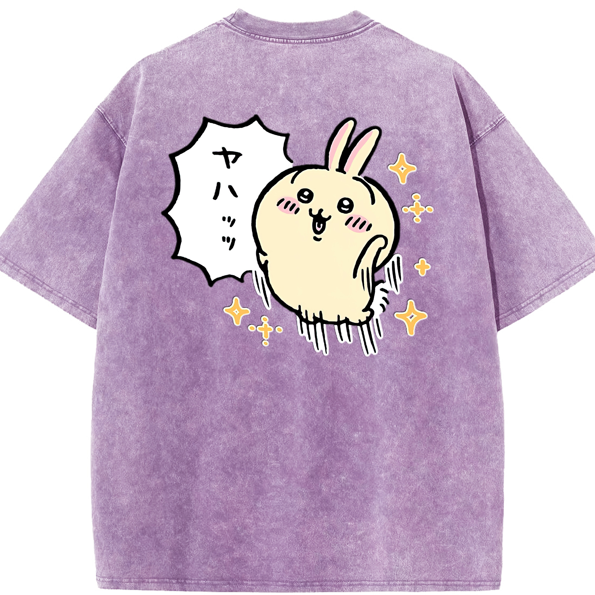 （画像用） ちいかわ うさぎ Chii-kawa usagi 綿100% ヴィンテージ風 半袖Tシャツ（背面プリント）