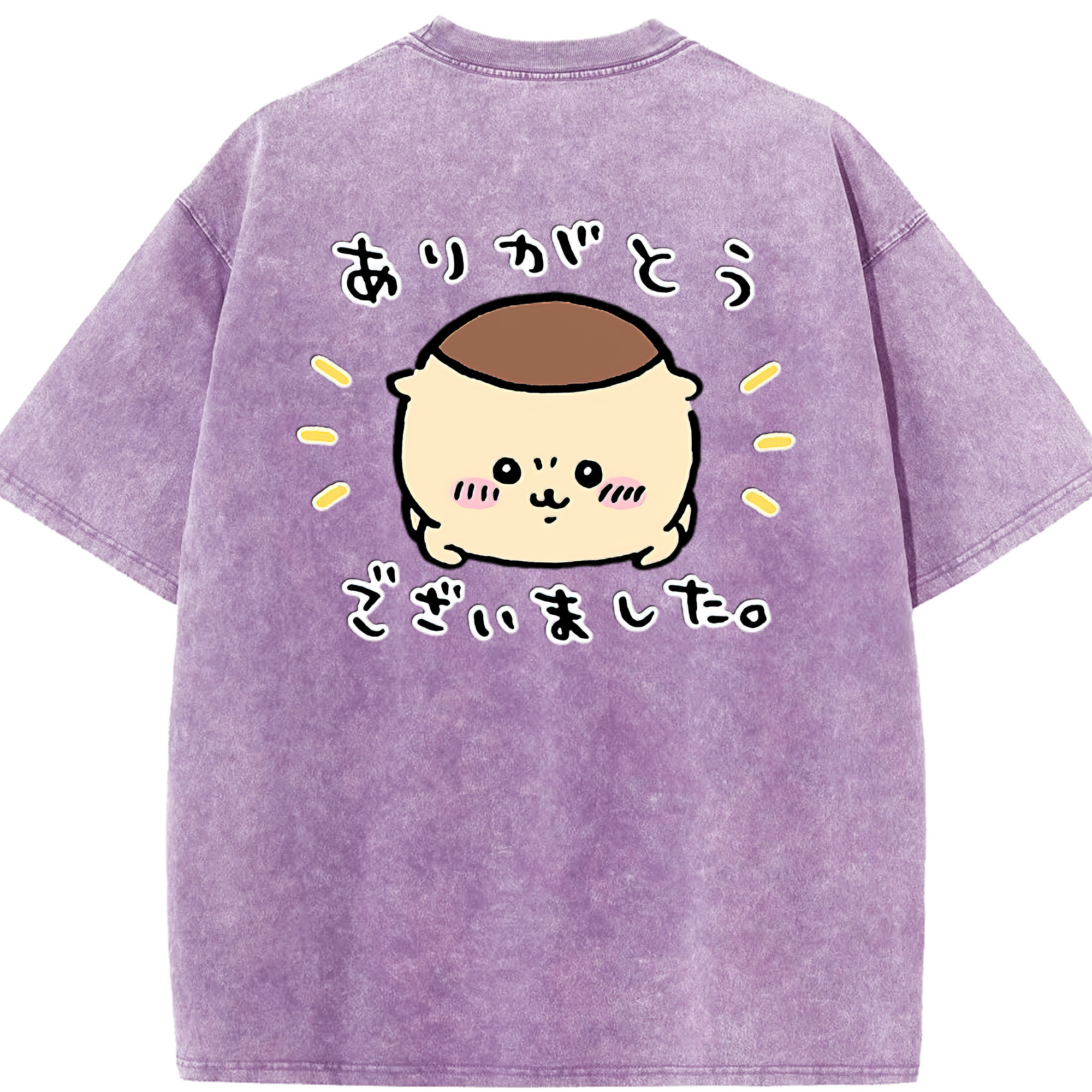 （画像用） ちいかわ くりまんじゅう Chii-kawa kuri manjū 綿100% ヴィンテージ風 半袖Tシャツ（背面プリント）