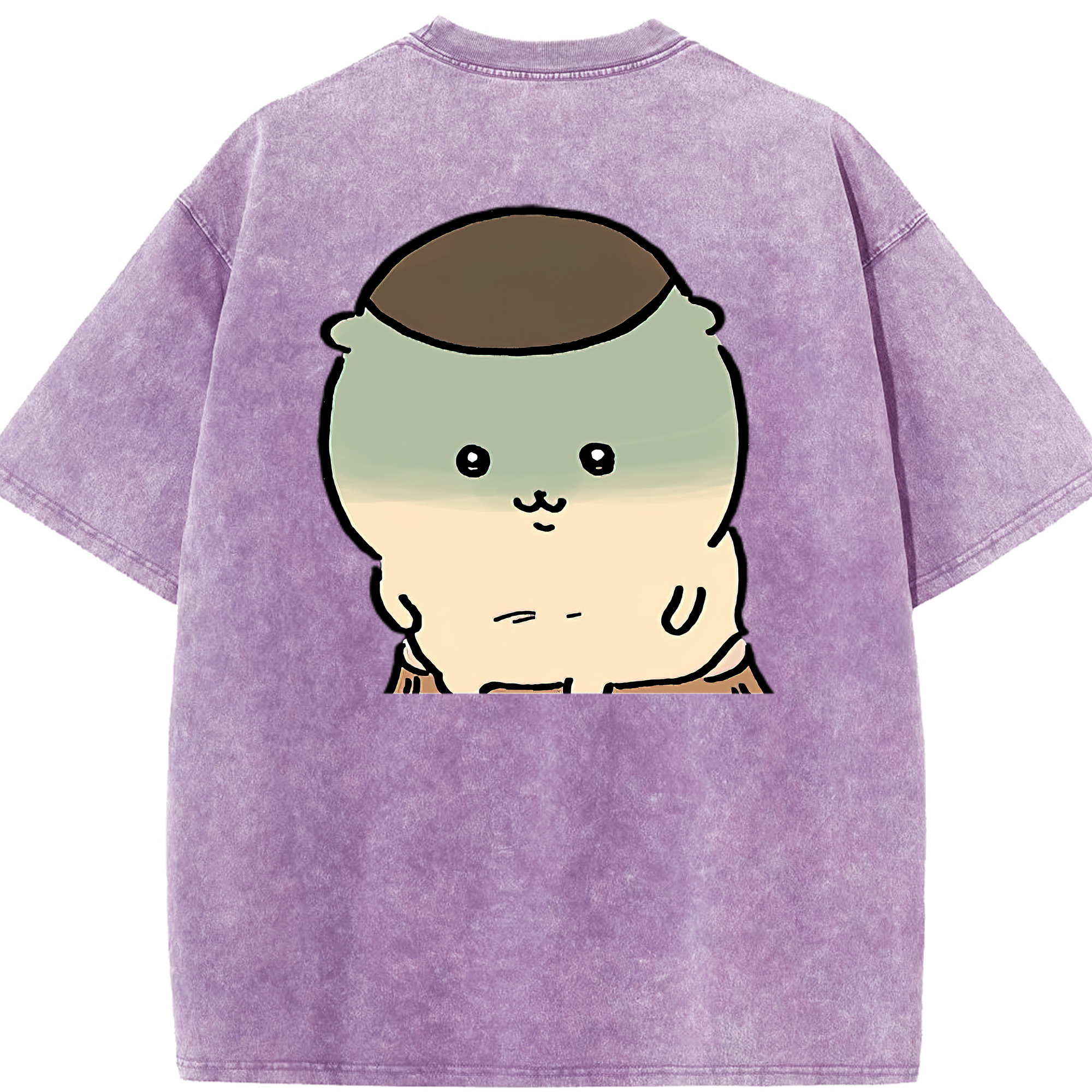 （画像用） ちいかわ くりまんじゅう Chii-kawa kuri manjū 綿100% ヴィンテージ風 半袖Tシャツ（背面プリント）