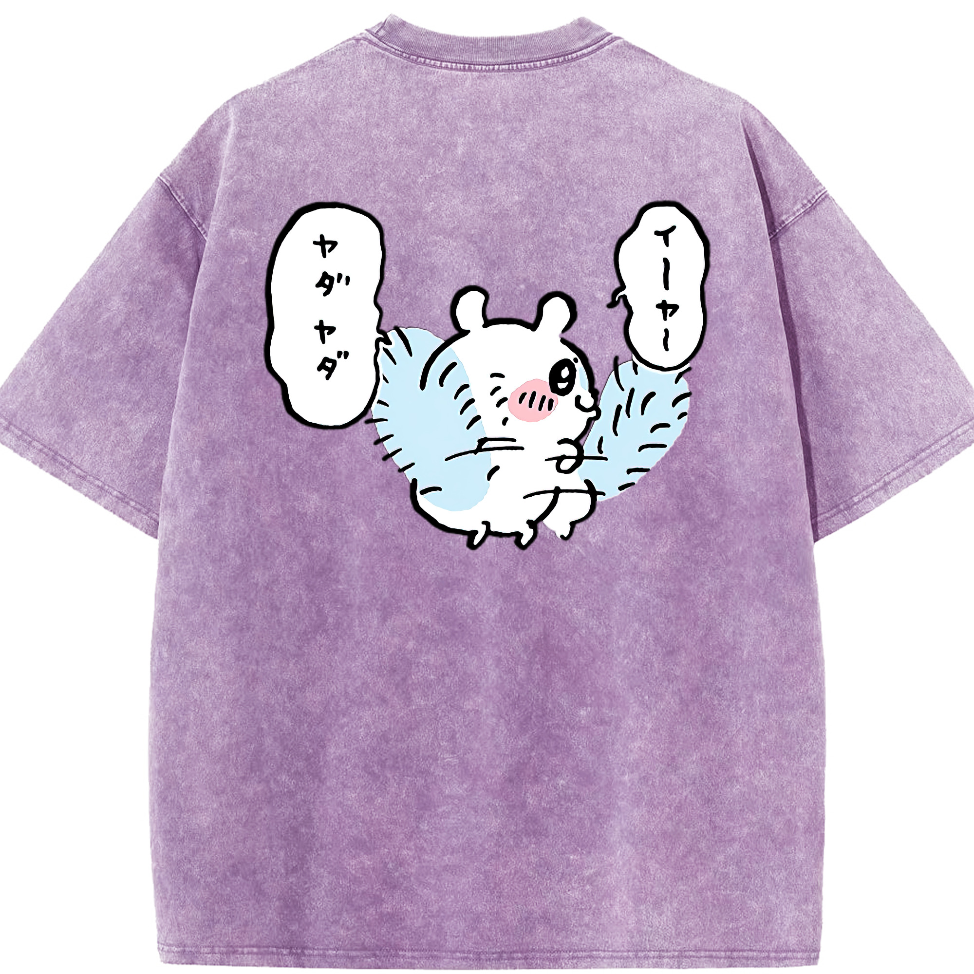 （画像用） ちいかわ モモンガ Chii-kawa Momonga 綿100% ヴィンテージ風 半袖Tシャツ（背面プリント）