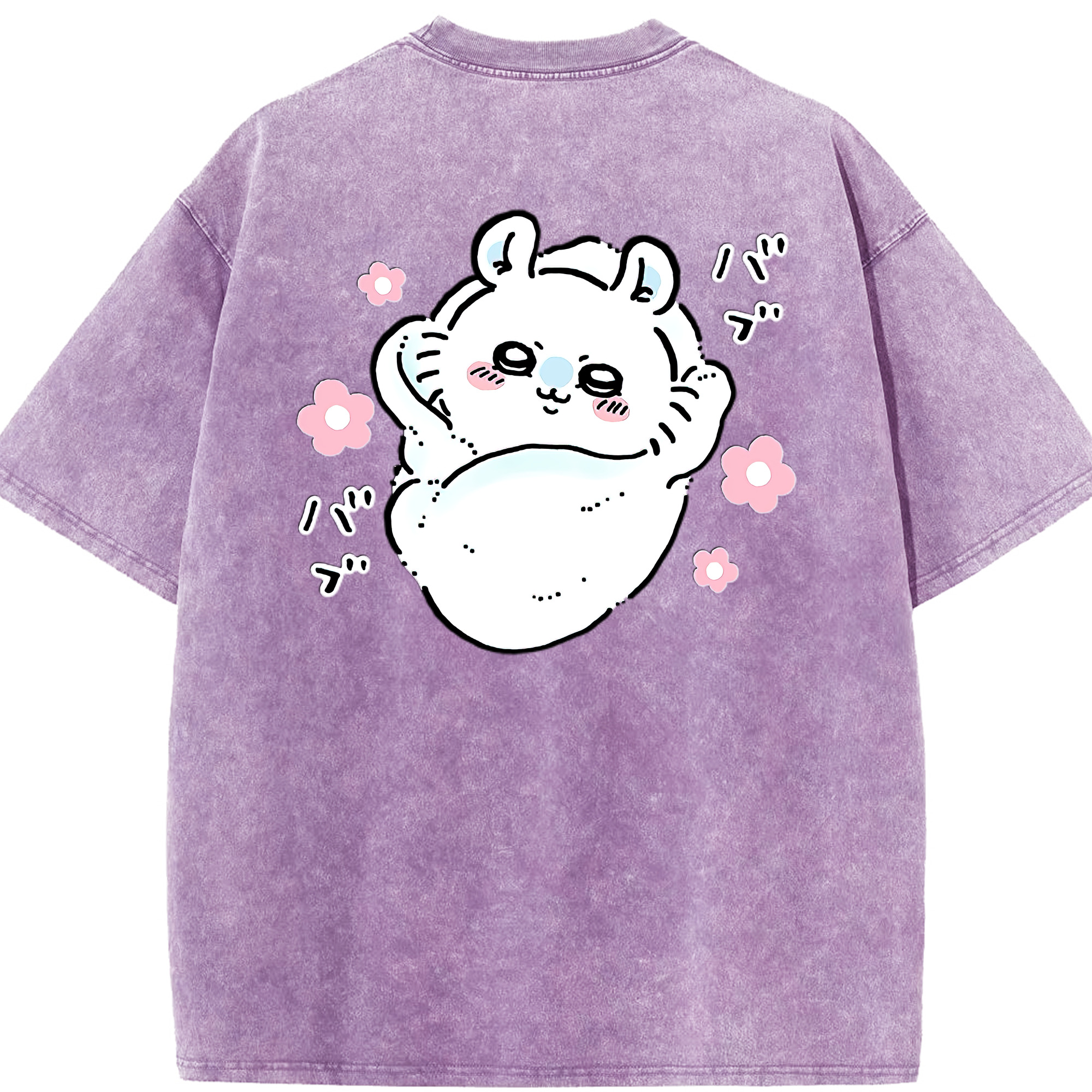（画像用） ちいかわ モモンガ Chii-kawa Momonga 綿100% ヴィンテージ風 半袖Tシャツ（背面プリント）
