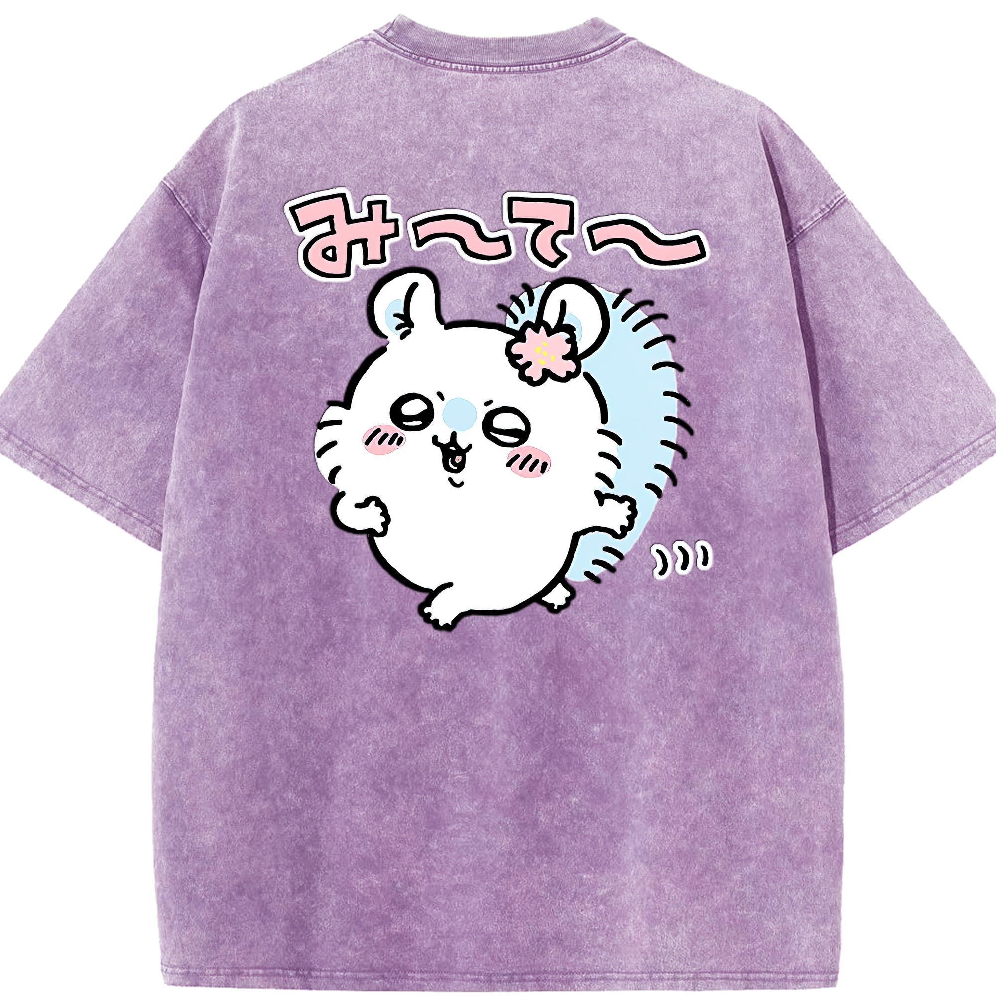 （画像用） ちいかわ モモンガ Chii-kawa Momonga 綿100% ヴィンテージ風 半袖Tシャツ（背面プリント）
