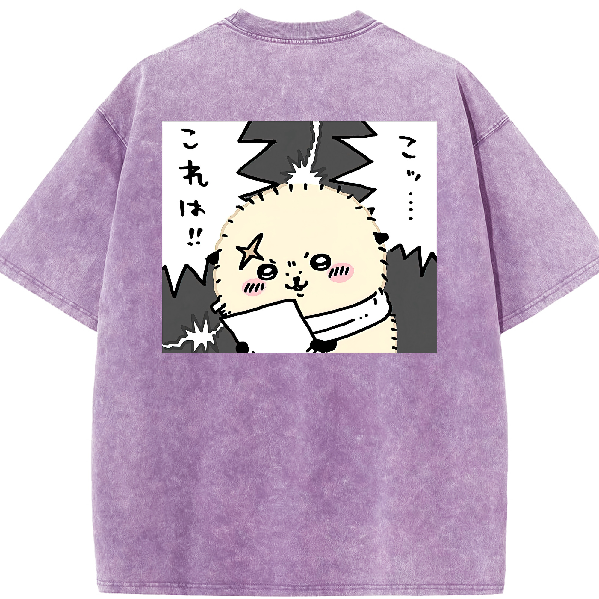 （画像用） ちいかわ ラッコ Chii-kawa Sea otter 綿100% ヴィンテージ風 半袖Tシャツ（背面プリント）