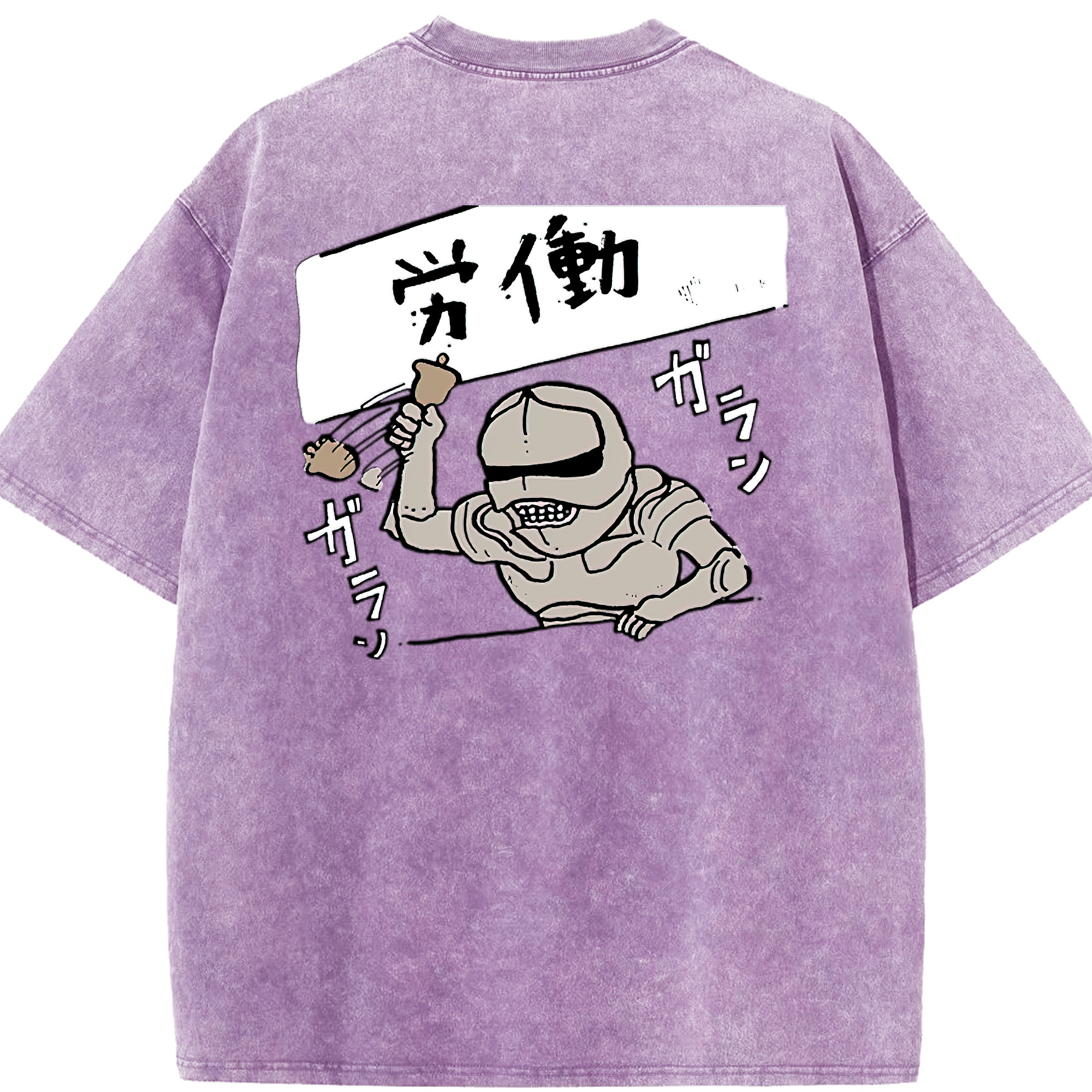 （画像用） ちいかわ 労働の鎧さん Chii-kawa Mr. Armor of Labor 綿100% ヴィンテージ風 半袖Tシャツ（背面プリント）