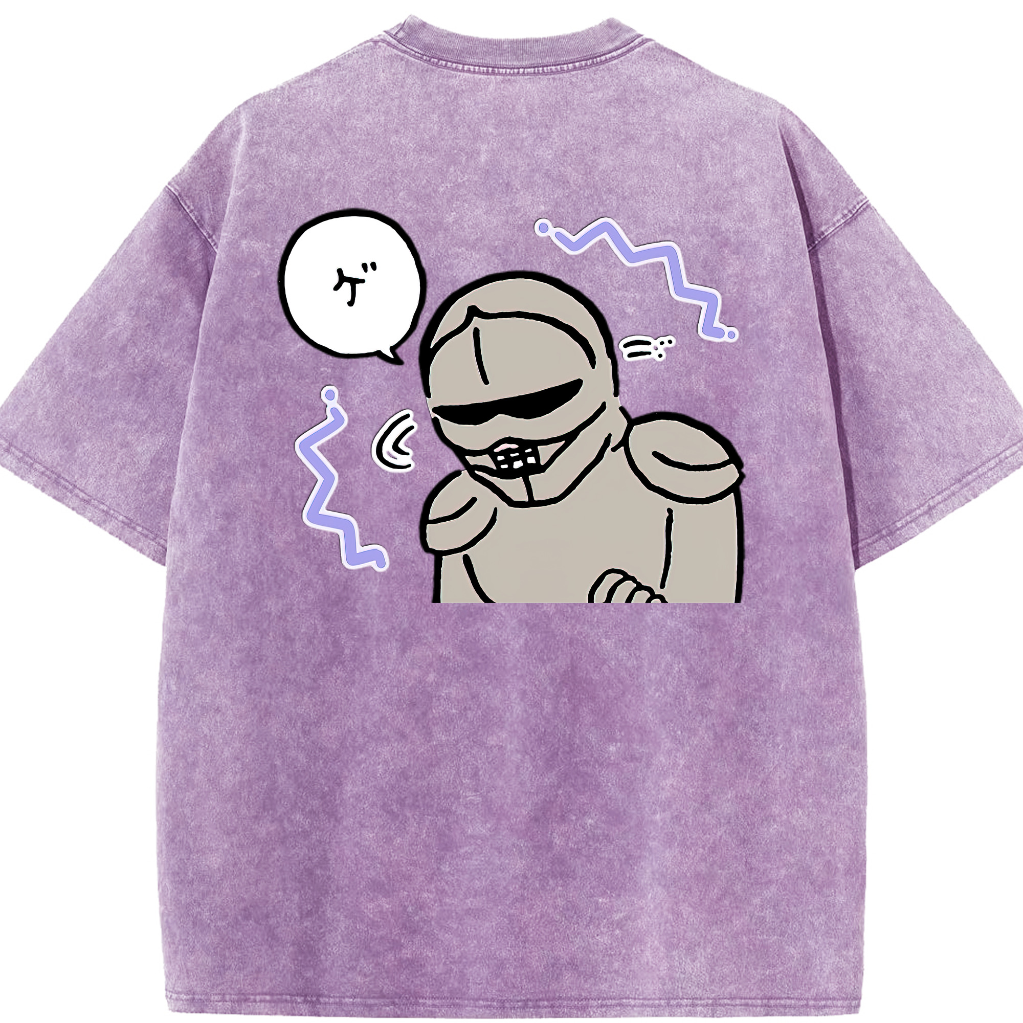 （画像用） ちいかわ 労働の鎧さん Chii-kawa Mr. Armor of Labor 綿100% ヴィンテージ風 半袖Tシャツ（背面プリント）