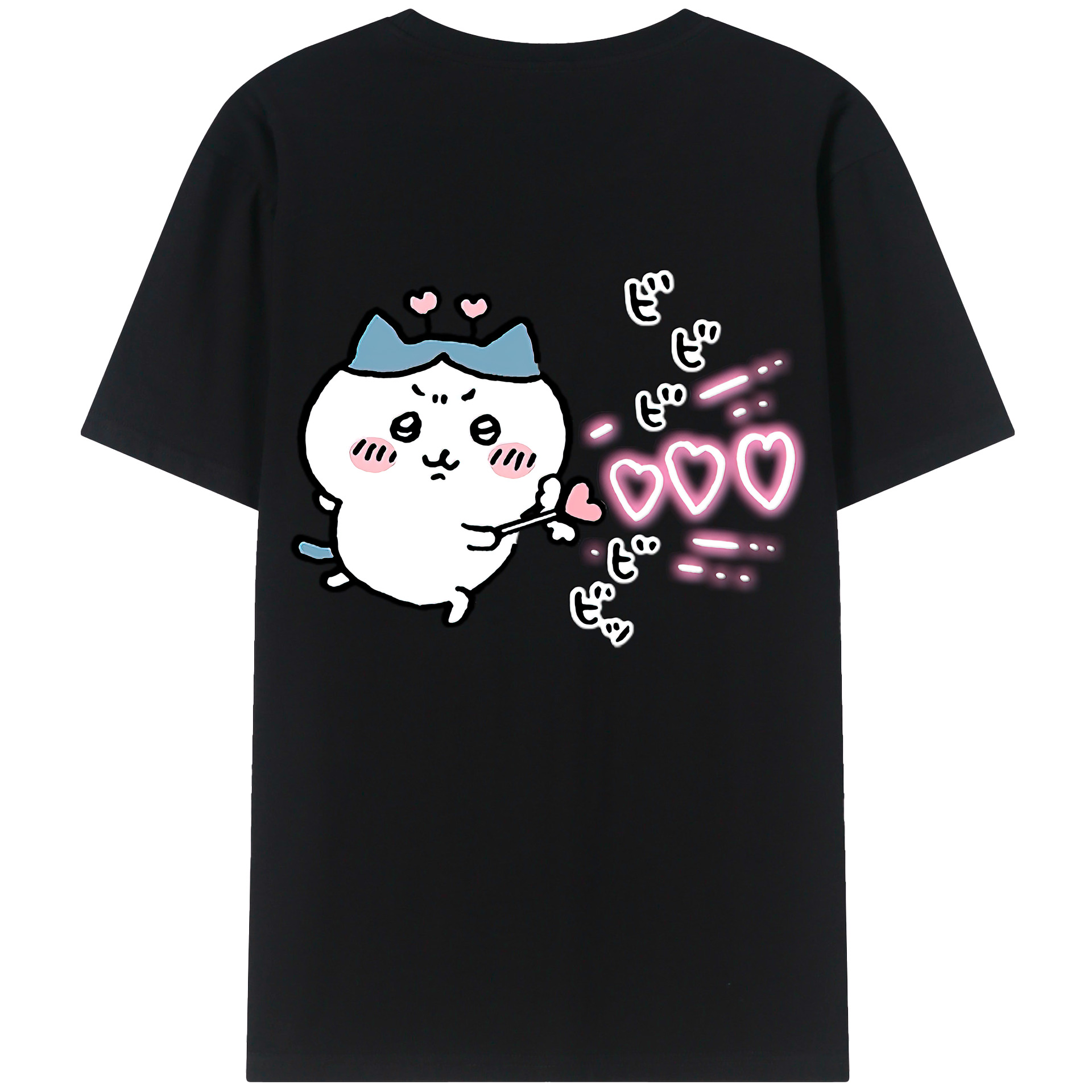 （画像用） ちいかわ ハチワレ Chii-kawa hachiware 綿100％ メンズ半袖Tシャツ（バックプリント） 通気性