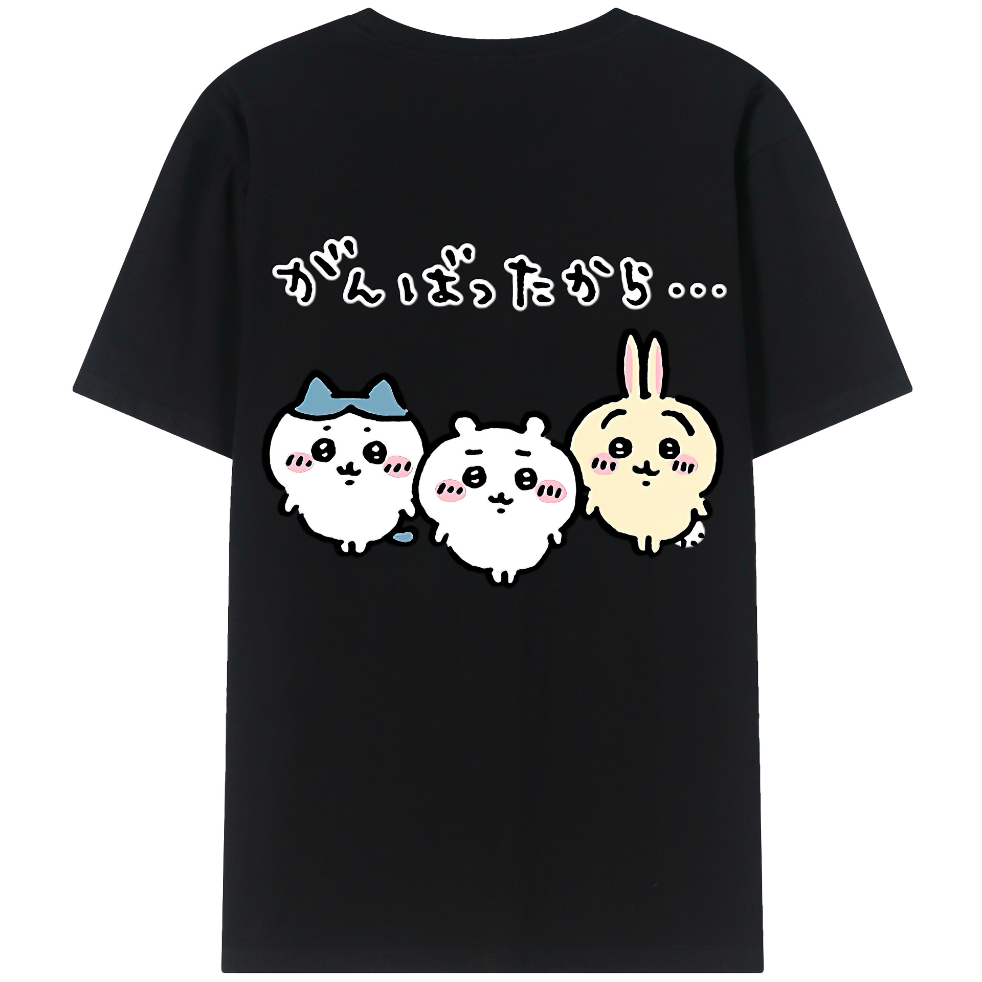 （画像用） ちいかわ ハチワレ Chii-kawa hachiware 綿100％ メンズ半袖Tシャツ（バックプリント） 通気性
