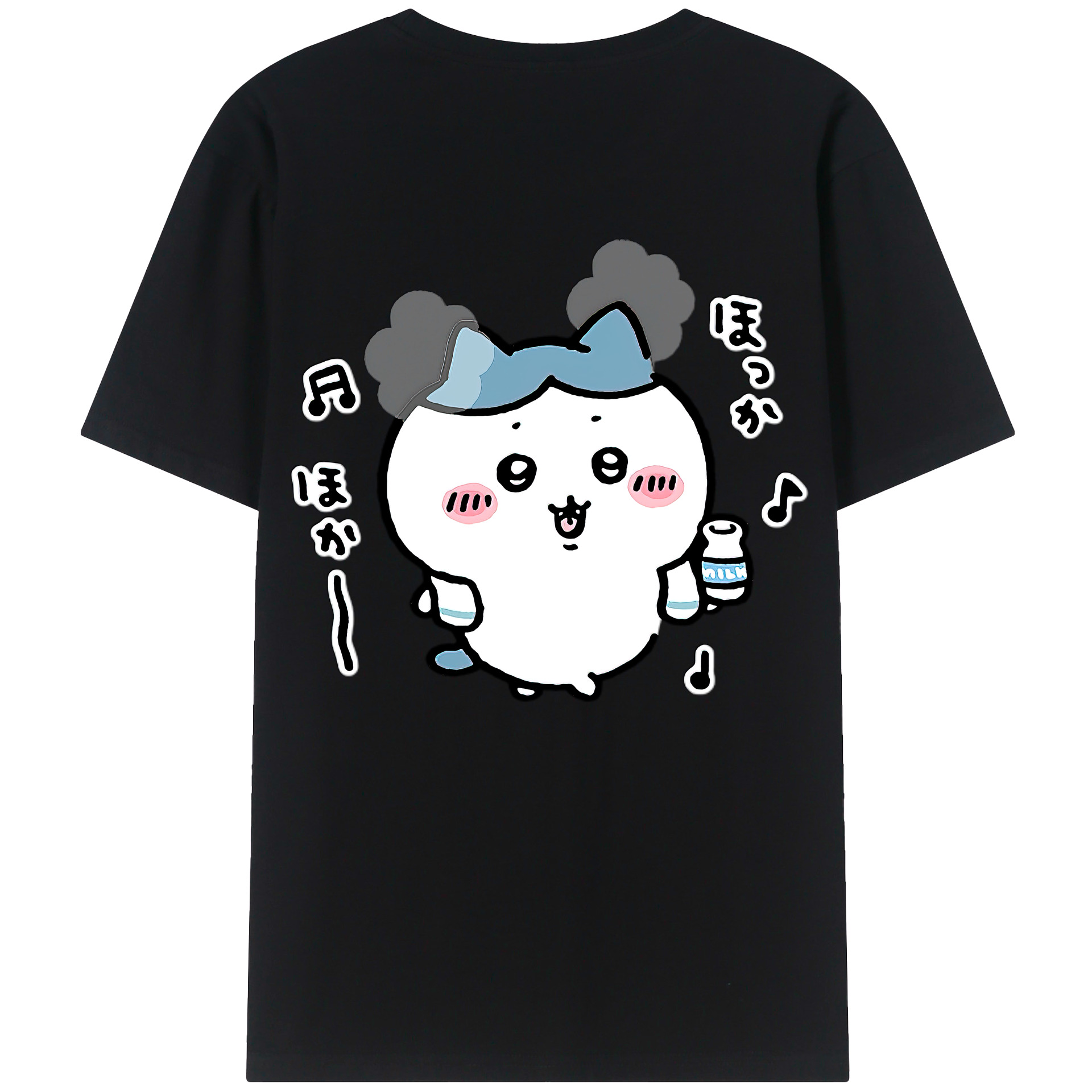 （画像用） ちいかわ ハチワレ Chii-kawa hachiware 綿100％ メンズ半袖Tシャツ（バックプリント） 通気性