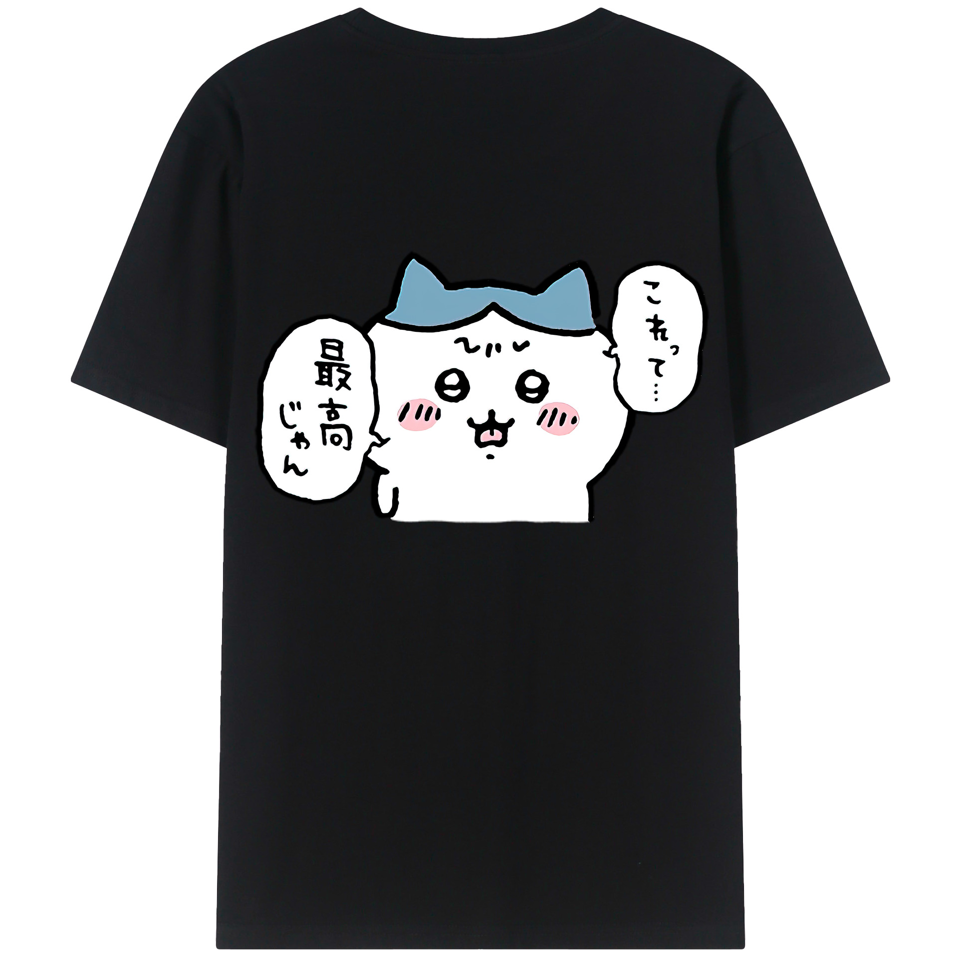 （画像用） ちいかわ ハチワレ Chii-kawa hachiware 綿100％ メンズ半袖Tシャツ（バックプリント） 通気性