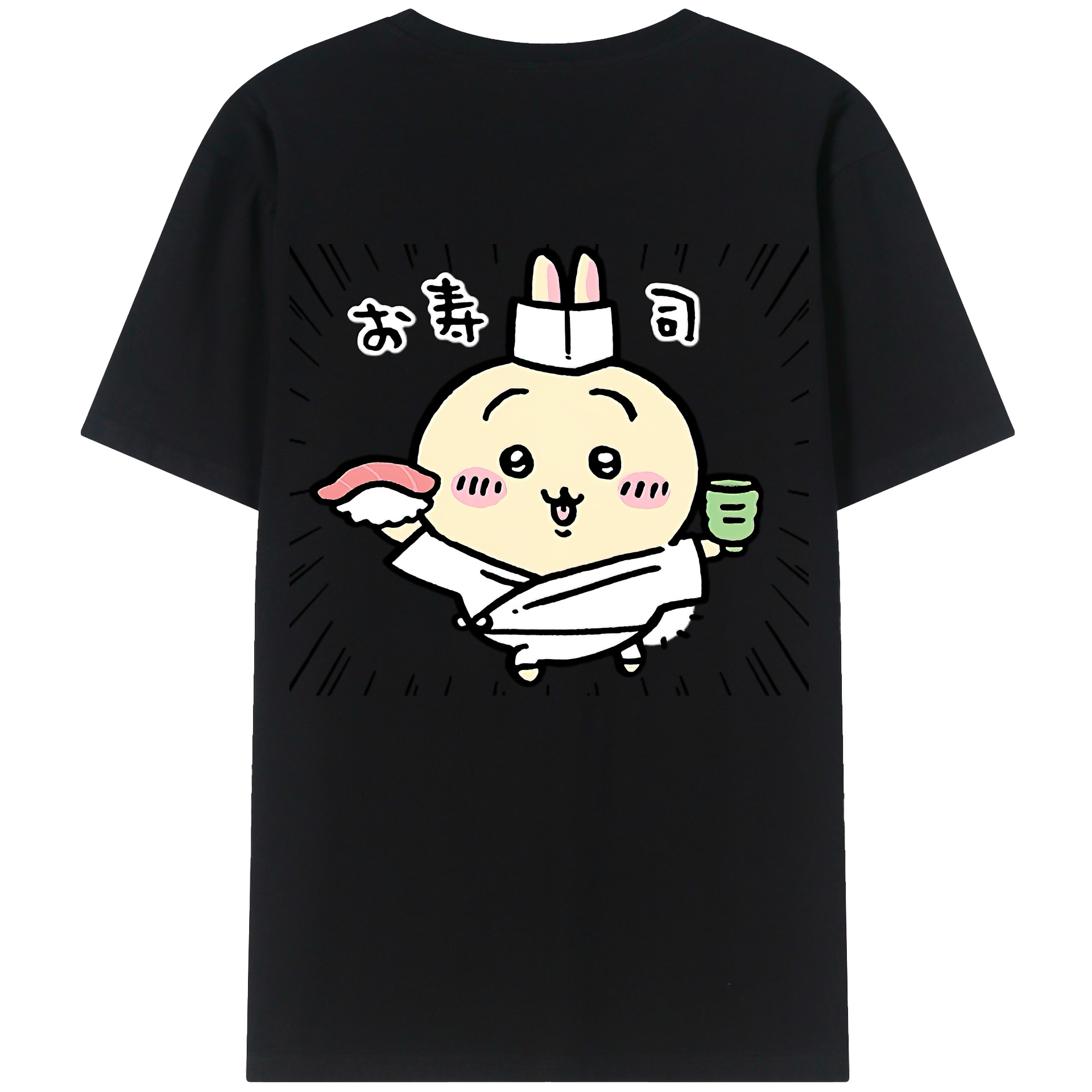 （画像用） ちいかわ うさぎ Chii-kawa usagi 綿100％ メンズ半袖Tシャツ（バックプリント） 通気性