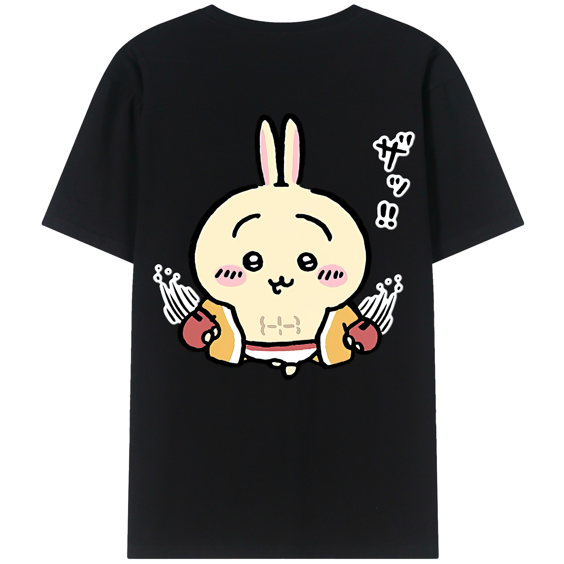 （画像用） ちいかわ うさぎ Chii-kawa usagi 綿100％ メンズ半袖Tシャツ（バックプリント） 通気性