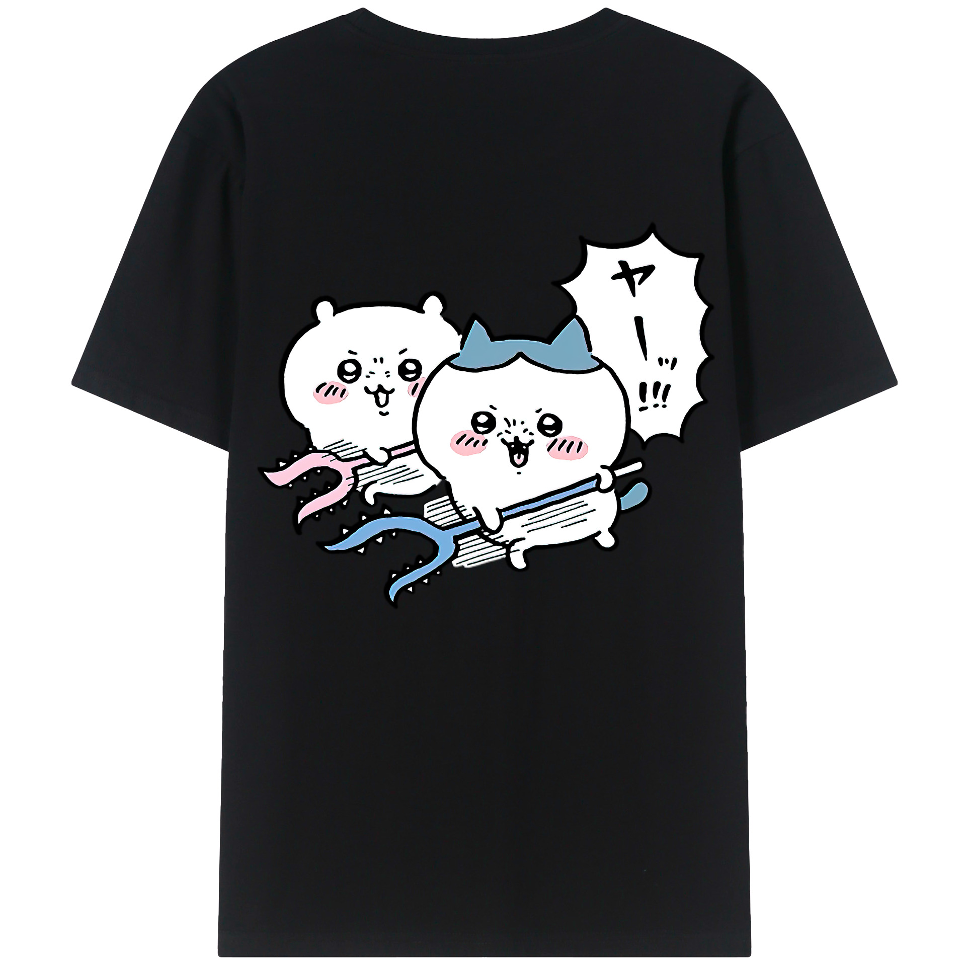 （画像用） ちいかわ ハチワレ Chii-kawa hachiware 綿100％ メンズ半袖Tシャツ（バックプリント） 通気性