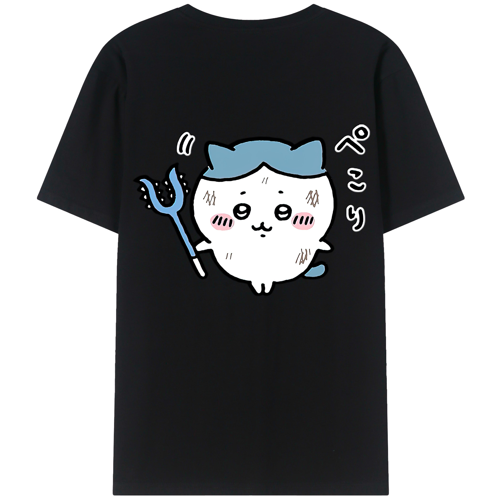 （画像用） ちいかわ ハチワレ Chii-kawa hachiware 綿100％ メンズ半袖Tシャツ（バックプリント） 通気性