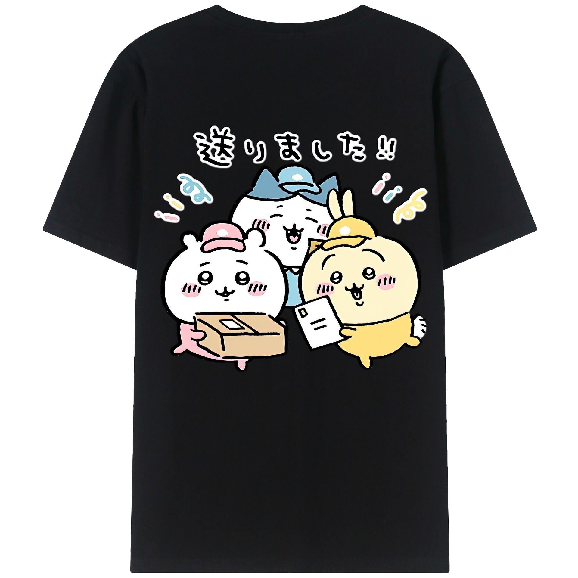 （画像用） ちいかわ ハチワレ Chii-kawa hachiware 綿100％ メンズ半袖Tシャツ（バックプリント） 通気性