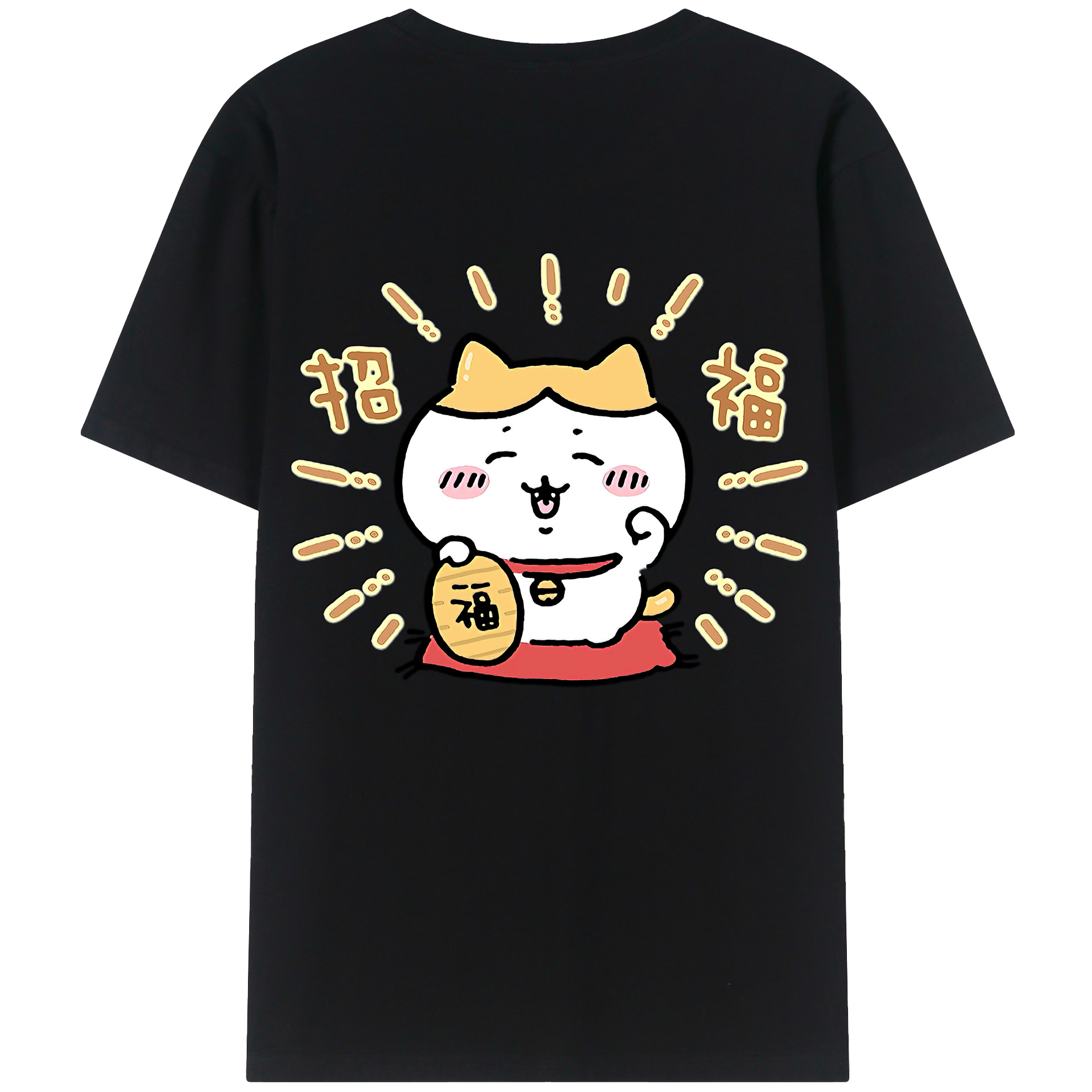 （画像用） ちいかわ ハチワレ Chii-kawa hachiware 綿100％ メンズ半袖Tシャツ（バックプリント） 通気性