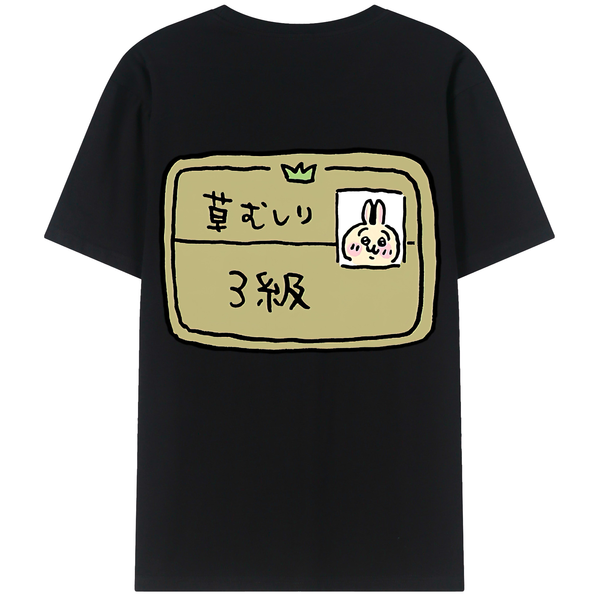（画像用） ちいかわ うさぎ Chii-kawa usagi 綿100％ メンズ半袖Tシャツ（バックプリント） 通気性