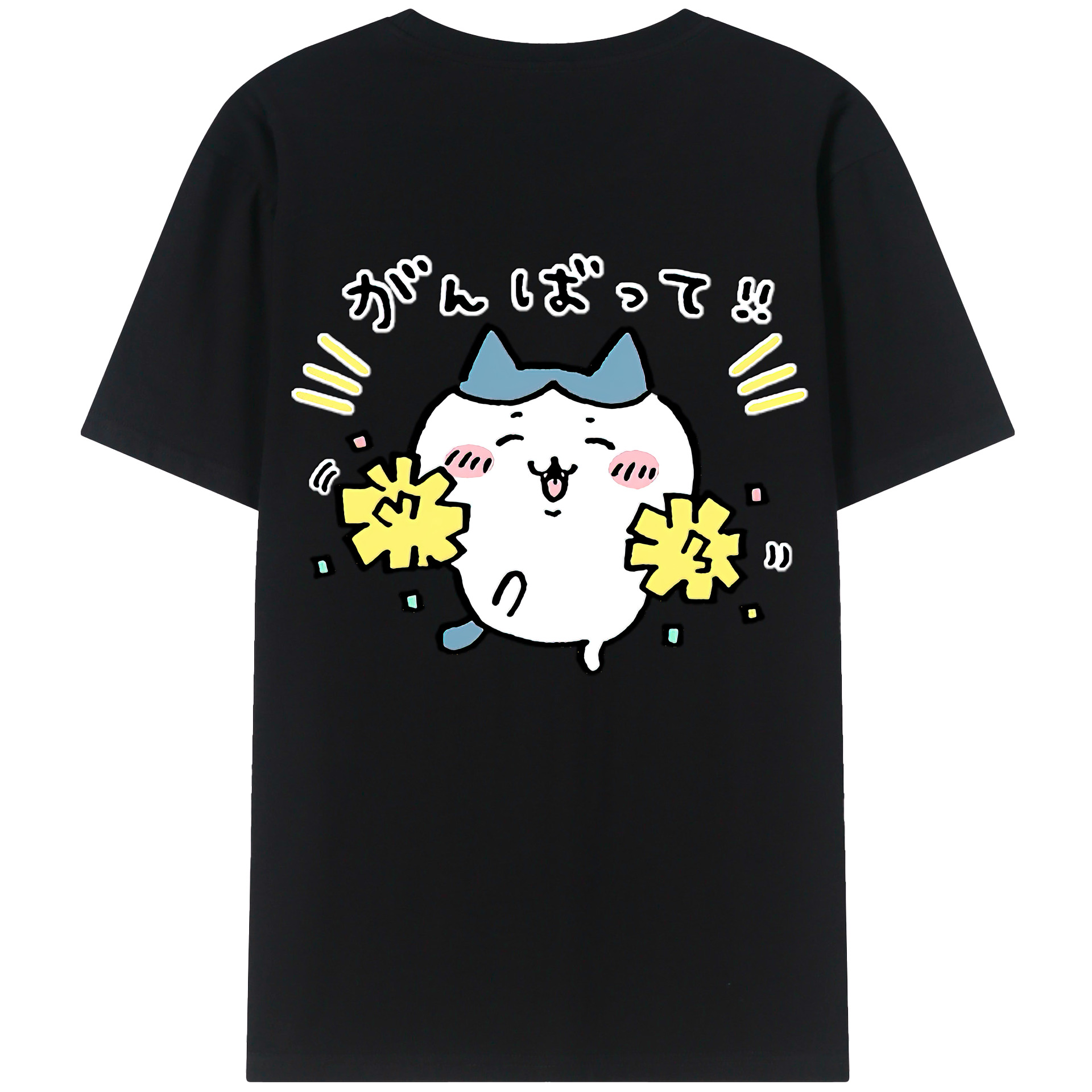（画像用） ちいかわ ハチワレ Chii-kawa hachiware 綿100％ メンズ半袖Tシャツ（バックプリント） 通気性