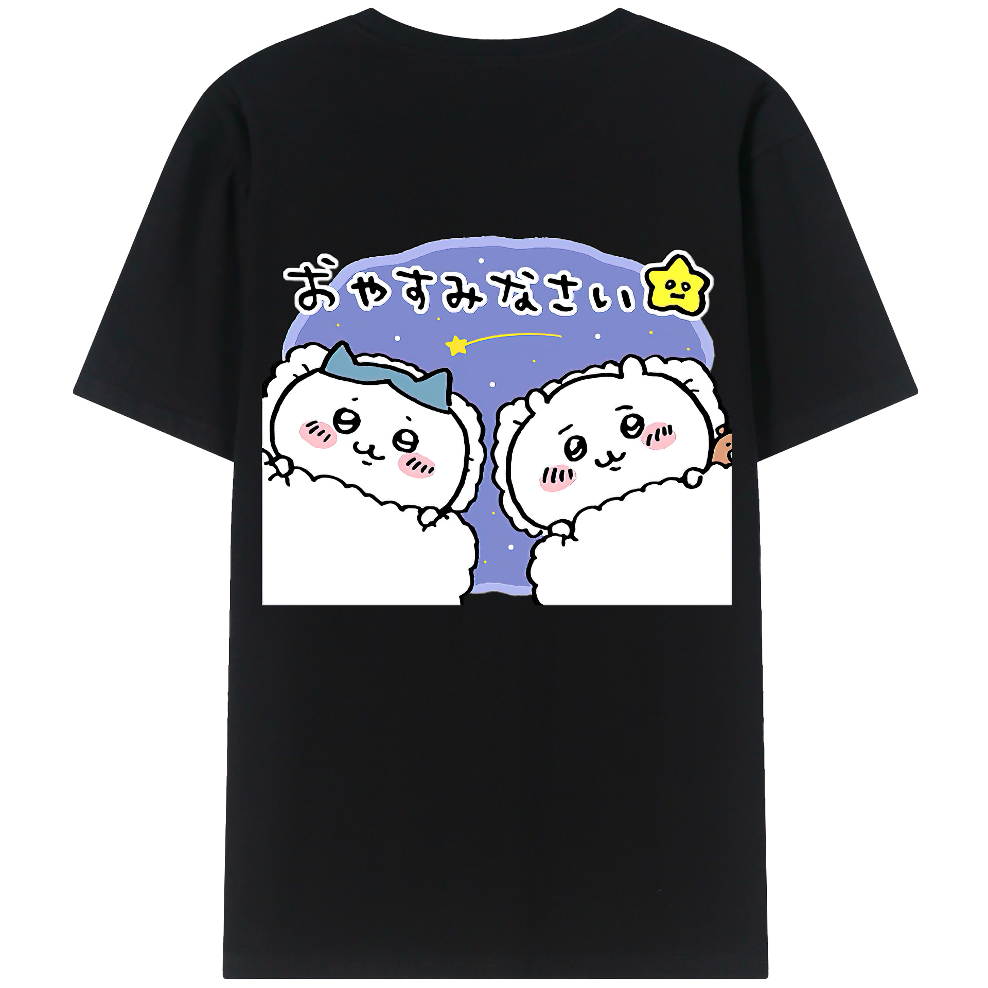 （画像用） ちいかわ ハチワレ Chii-kawa hachiware 綿100％ メンズ半袖Tシャツ（バックプリント） 通気性