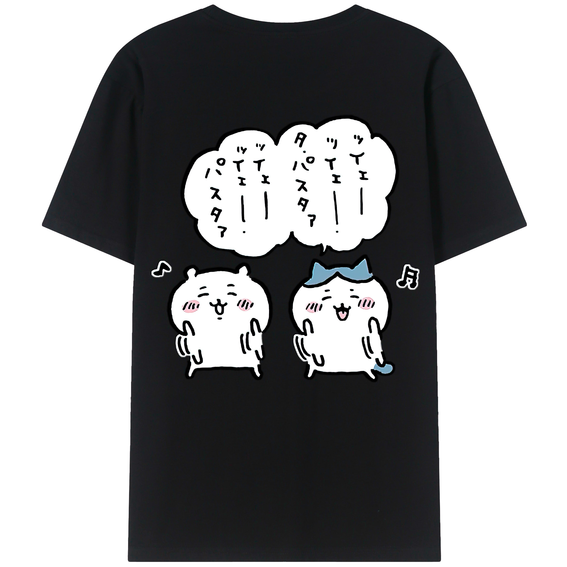 （画像用） ちいかわ ハチワレ Chii-kawa hachiware 綿100％ メンズ半袖Tシャツ（バックプリント） 通気性