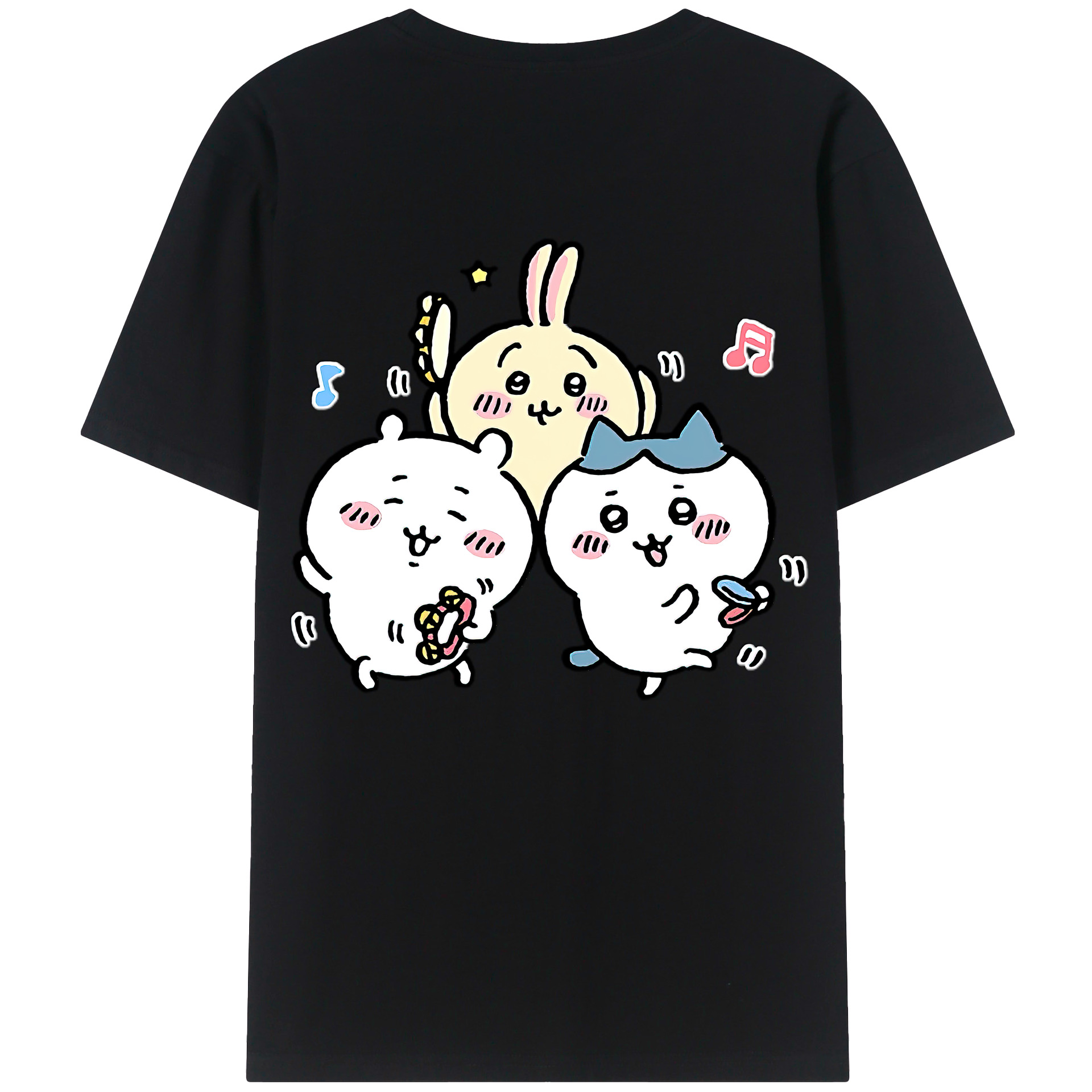 （画像用） ちいかわ ハチワレ Chii-kawa hachiware 綿100％ メンズ半袖Tシャツ（バックプリント） 通気性