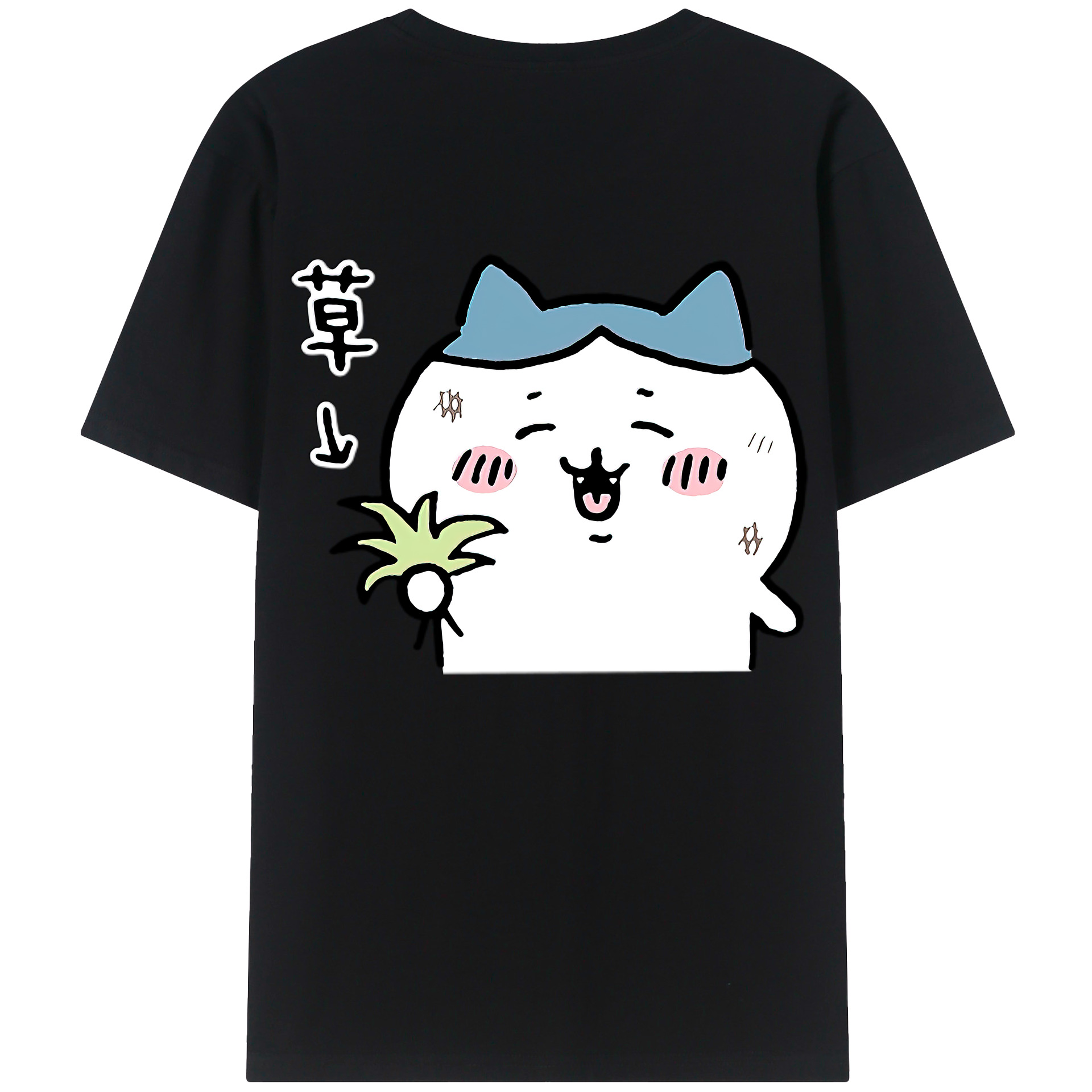 （画像用） ちいかわ ハチワレ Chii-kawa hachiware 綿100％ メンズ半袖Tシャツ（バックプリント） 通気性