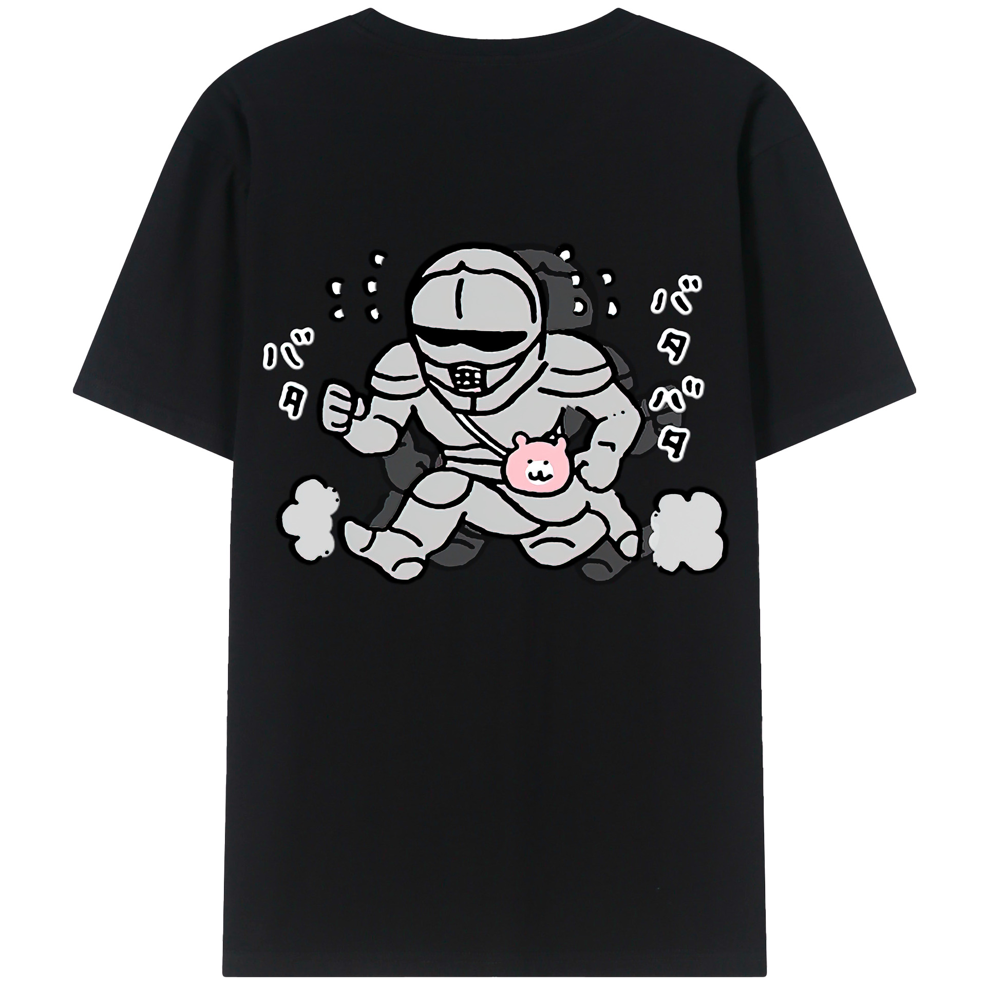（画像用） ちいかわ 労働の鎧さん Chii-kawa Mr. Armor of Labor 綿100％ メンズ半袖Tシャツ（バックプリント） 通気性
