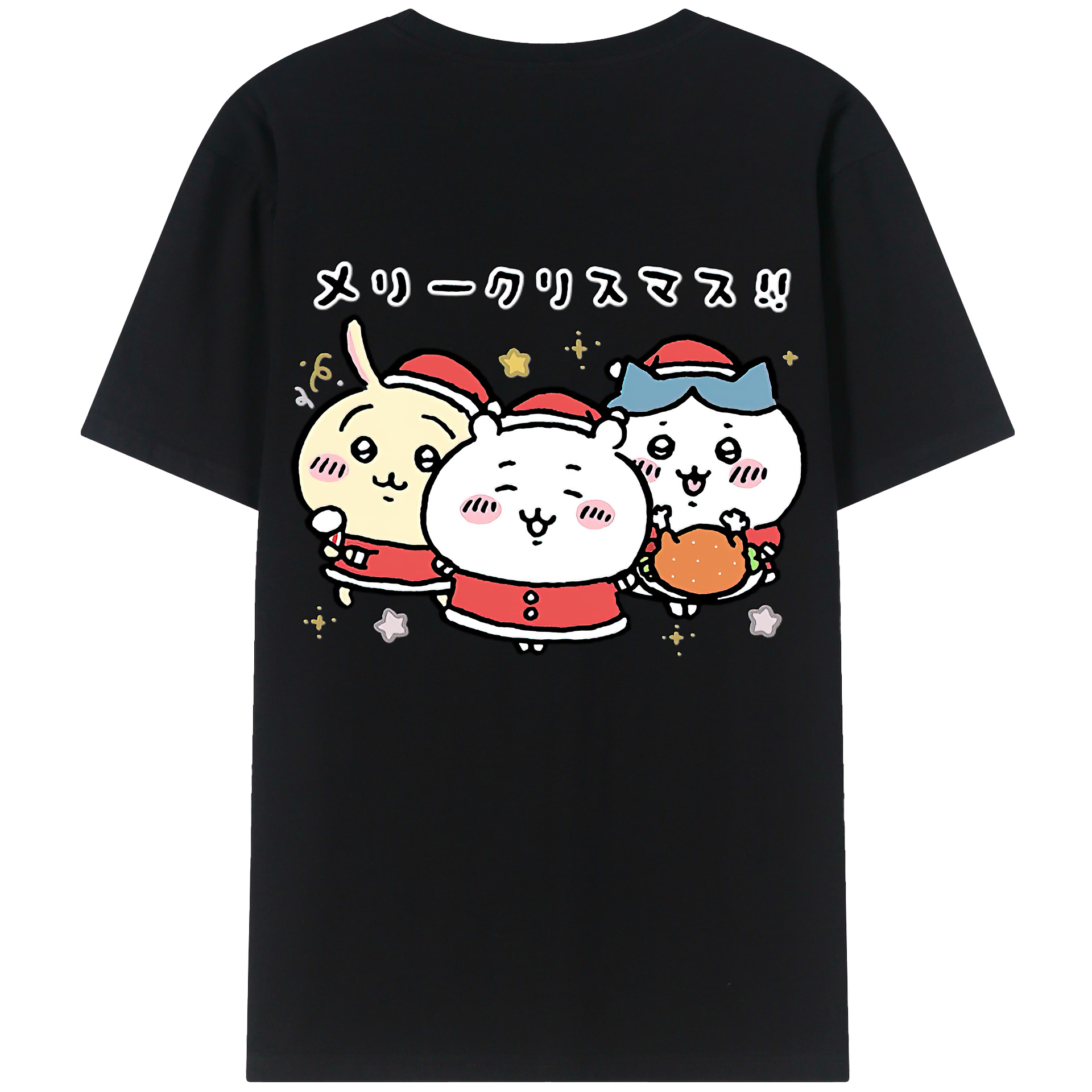 （画像用） ちいかわ ハチワレ Chii-kawa hachiware 綿100％ メンズ半袖Tシャツ（バックプリント） 通気性