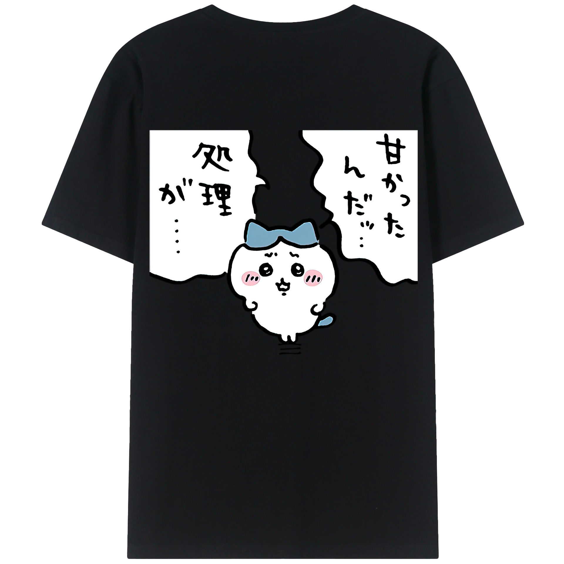 （画像用） ちいかわ ハチワレ Chii-kawa hachiware 綿100％ メンズ半袖Tシャツ（バックプリント） 通気性