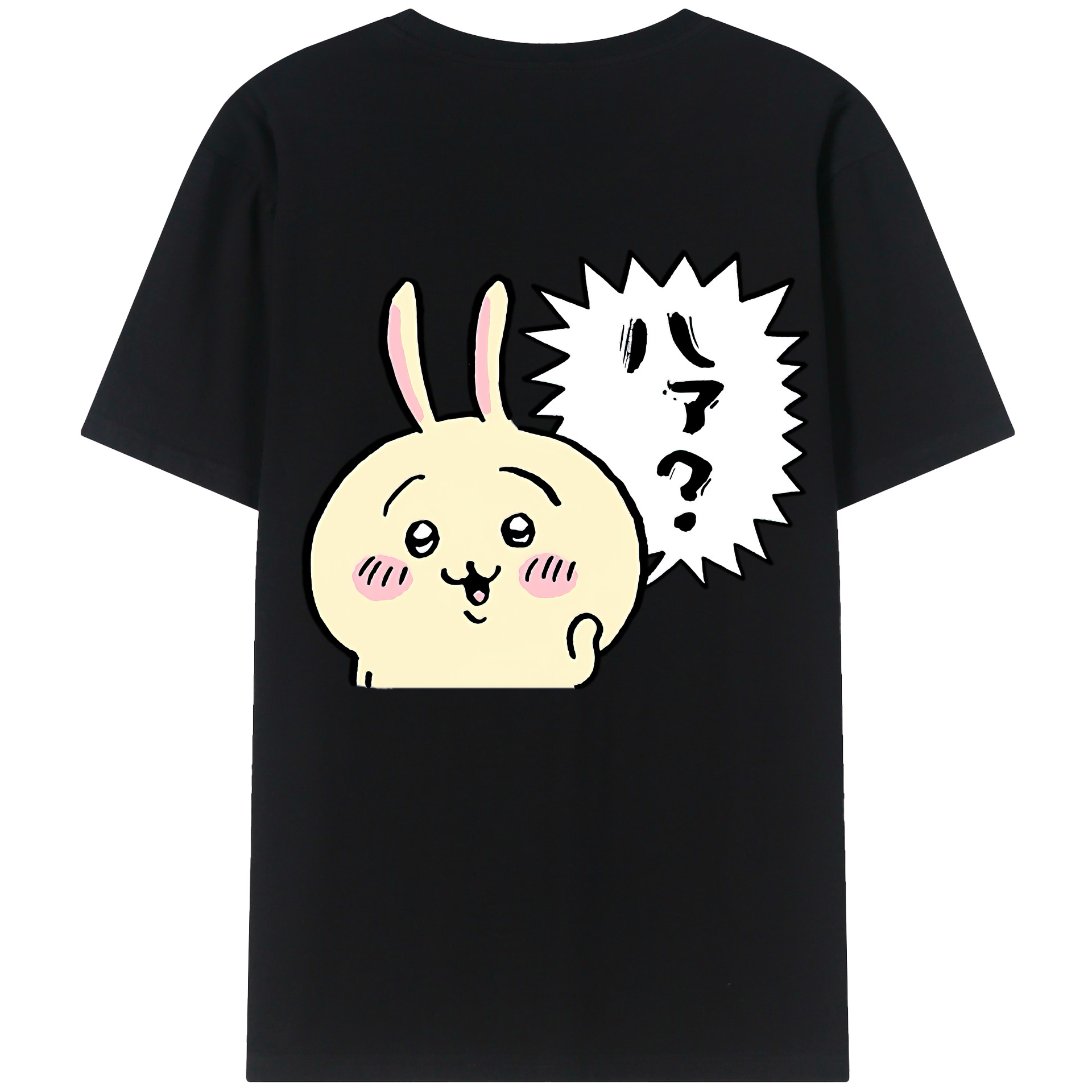 （画像用） ちいかわ うさぎ Chii-kawa usagi 綿100％ メンズ半袖Tシャツ（バックプリント） 通気性