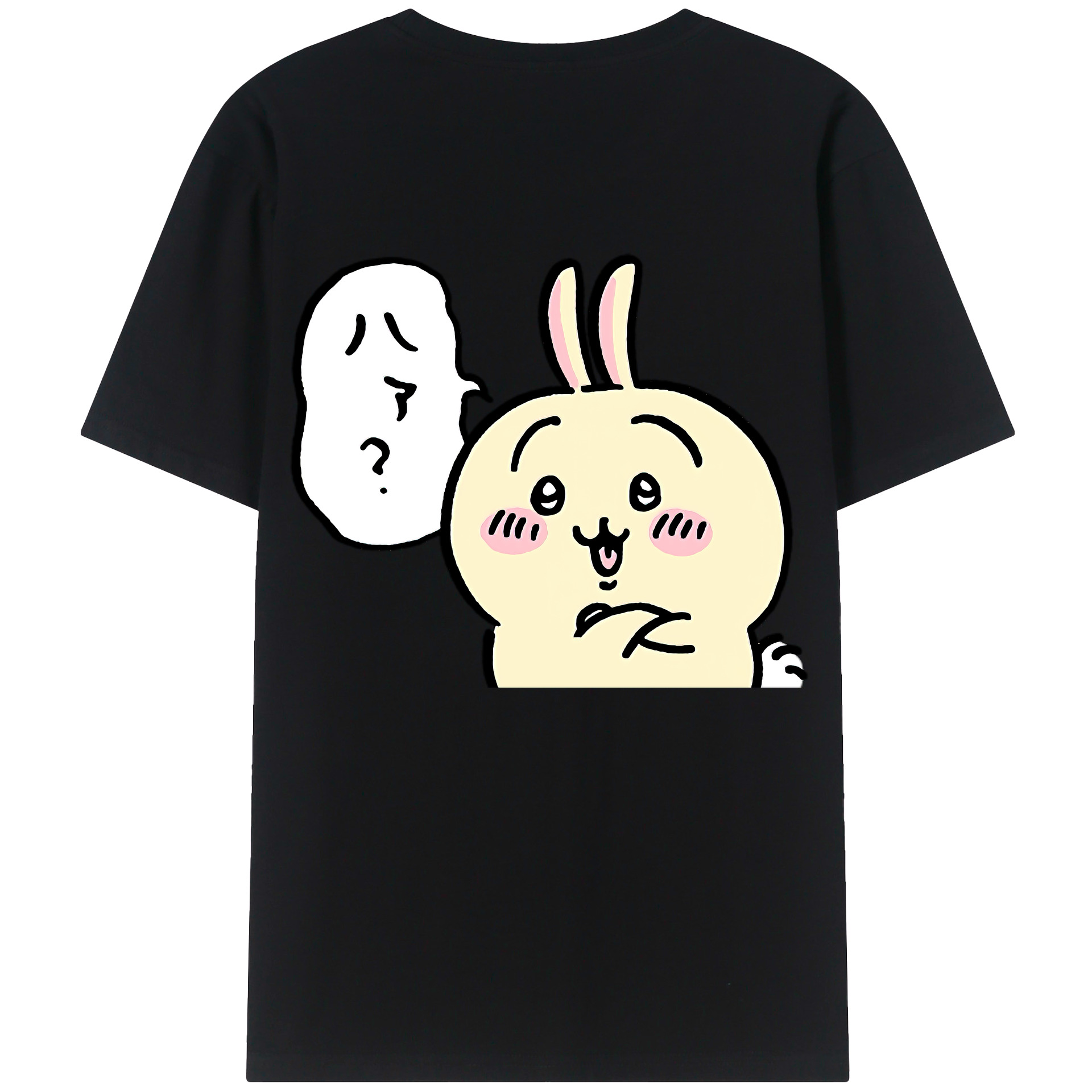 （画像用） ちいかわ うさぎ Chii-kawa usagi 綿100％ メンズ半袖Tシャツ（バックプリント） 通気性