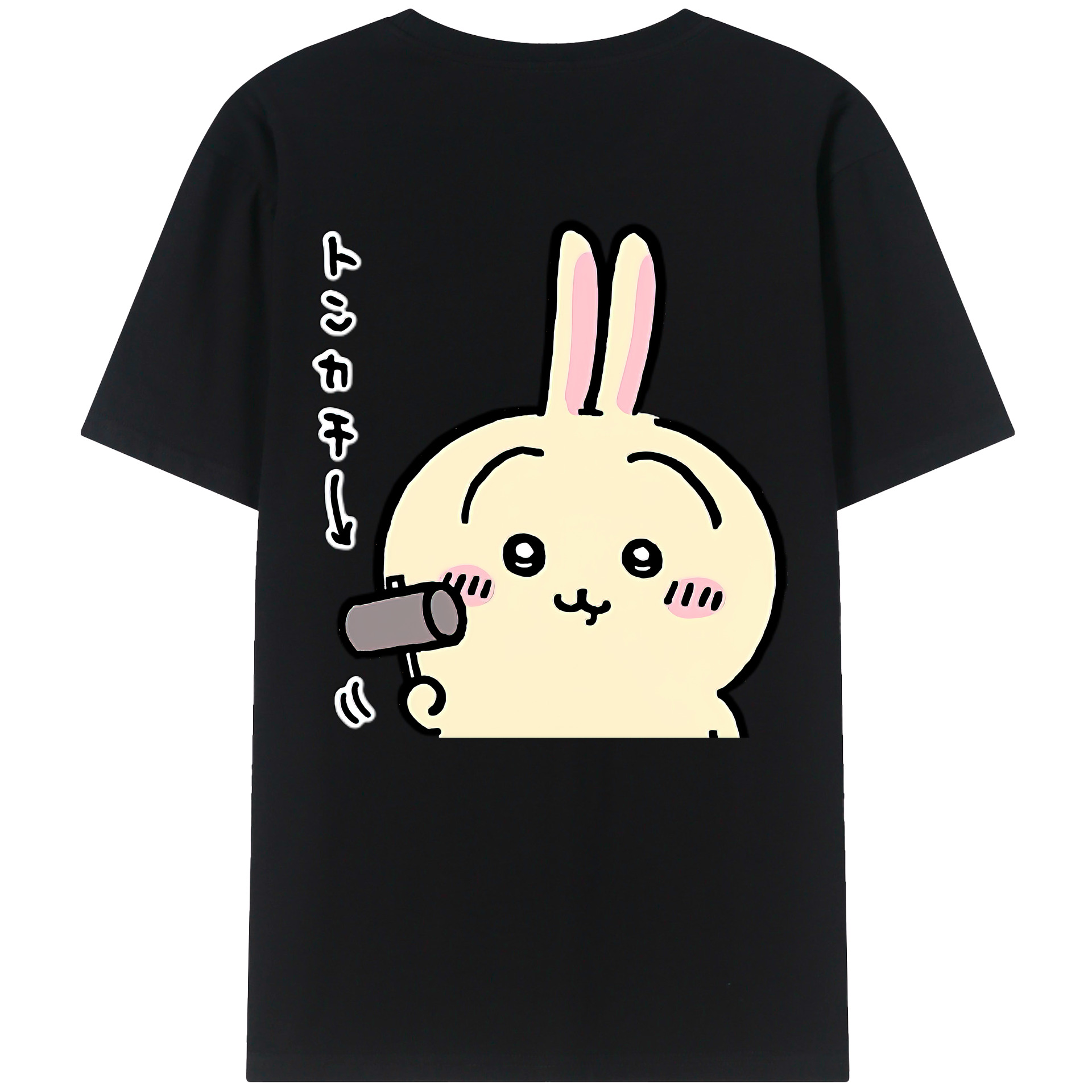 （画像用） ちいかわ うさぎ Chii-kawa usagi 綿100％ メンズ半袖Tシャツ（バックプリント） 通気性