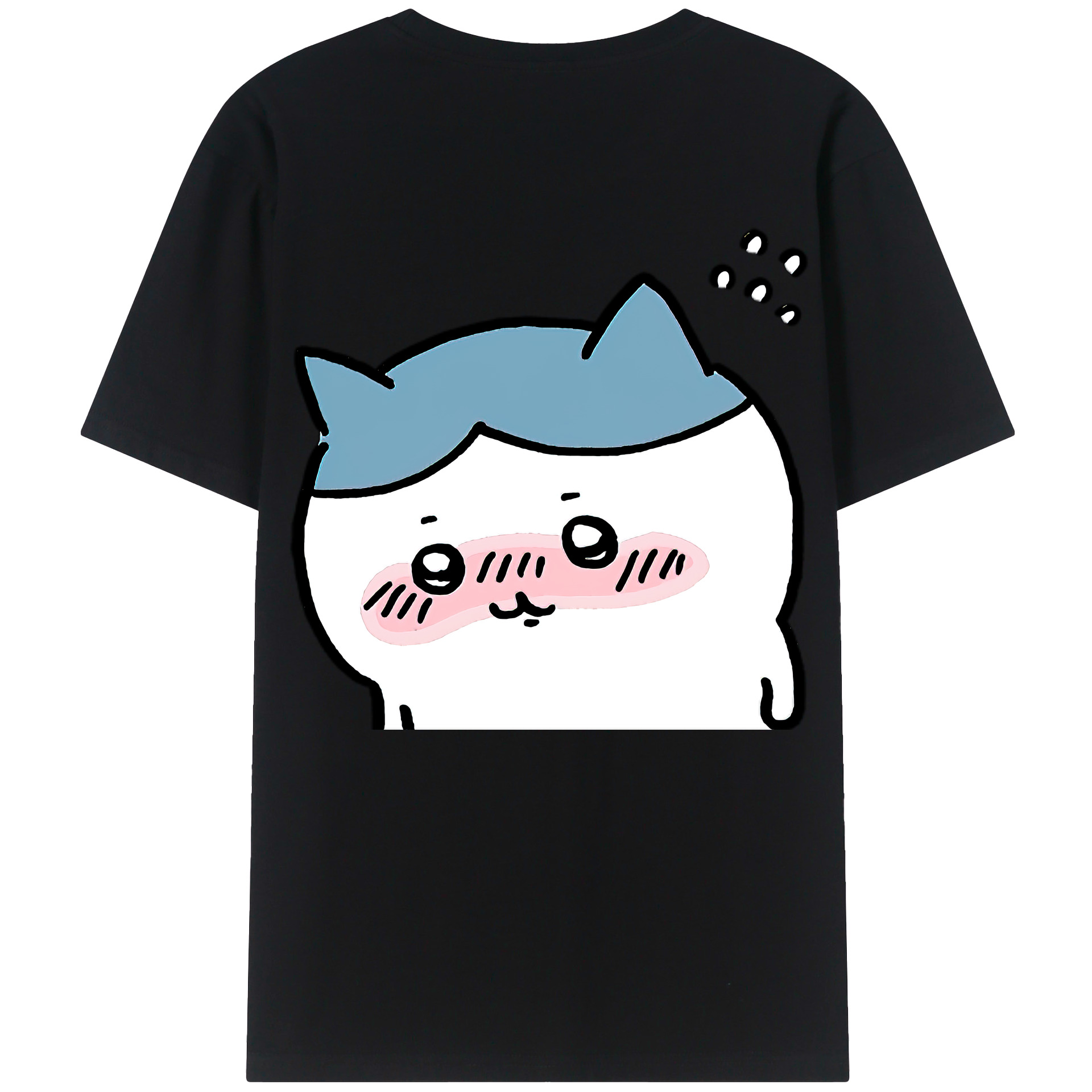 （画像用） ちいかわ ハチワレ Chii-kawa hachiware 綿100％ メンズ半袖Tシャツ（バックプリント） 通気性