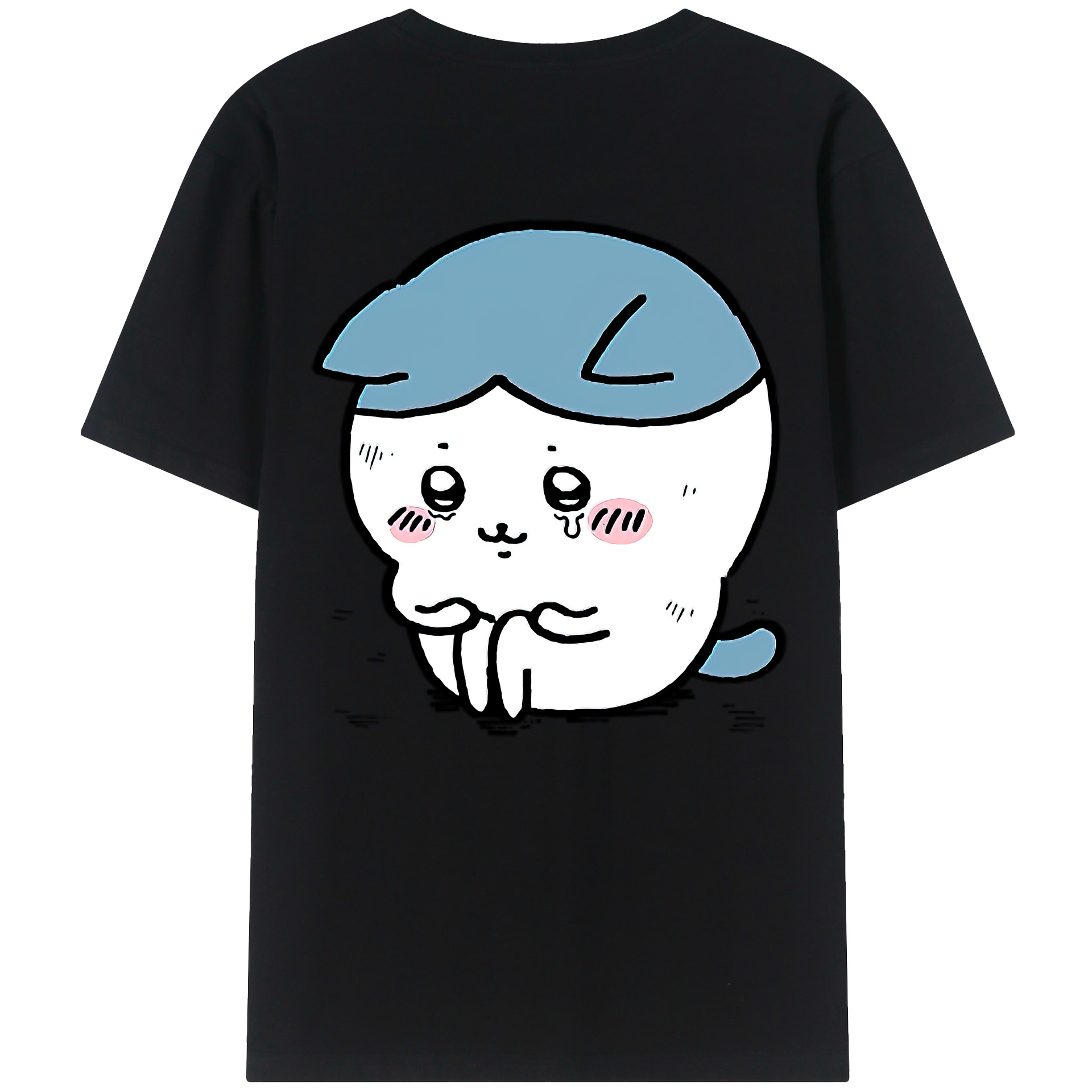 （画像用） ちいかわ ハチワレ Chii-kawa hachiware 綿100％ メンズ半袖Tシャツ（バックプリント） 通気性