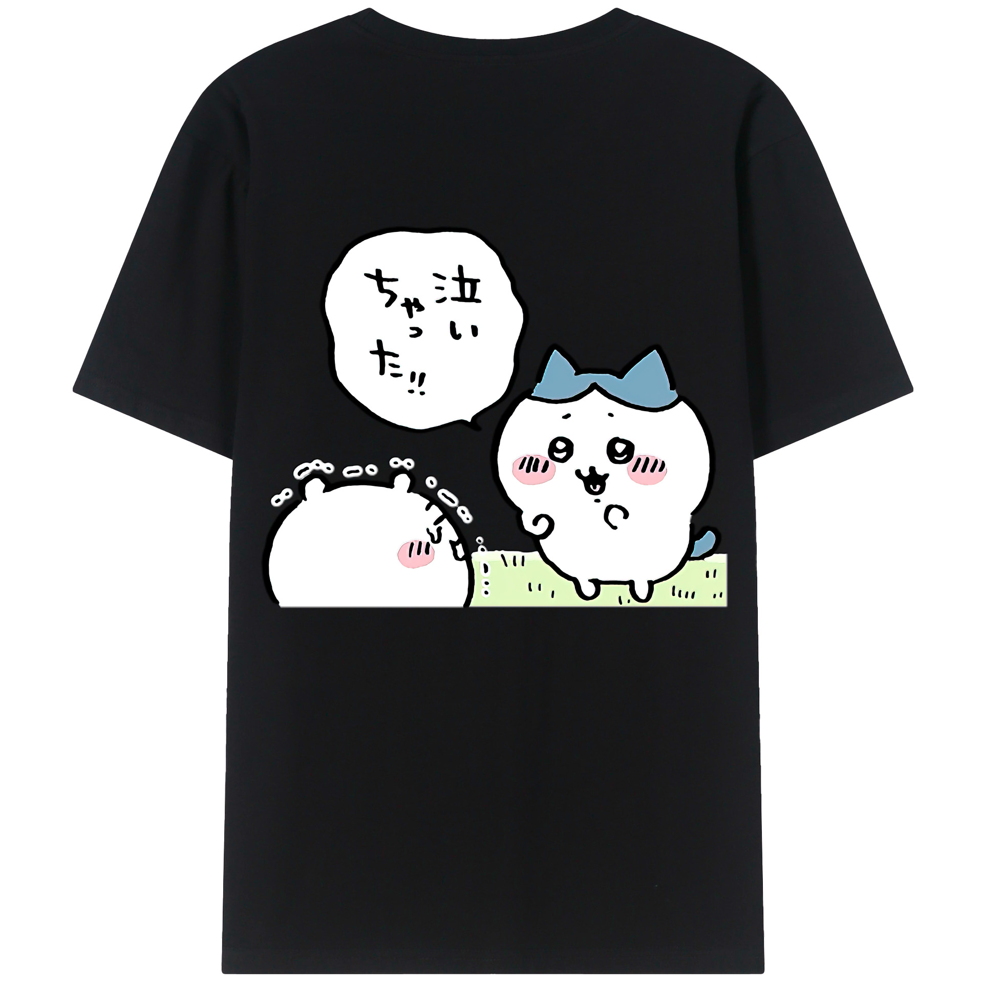 （画像用） ちいかわ ハチワレ Chii-kawa hachiware 綿100％ メンズ半袖Tシャツ（バックプリント） 通気性