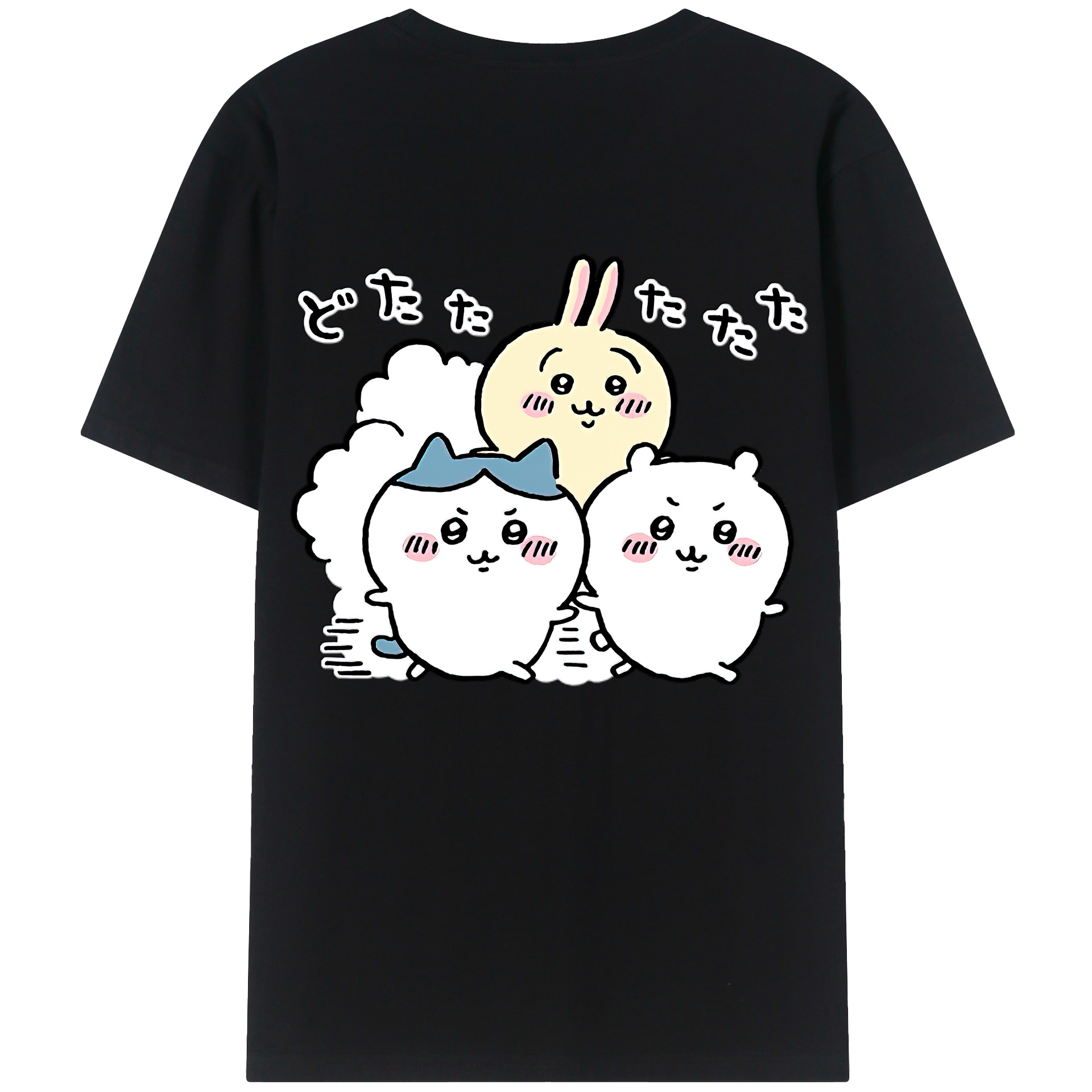 （画像用） ちいかわ ハチワレ Chii-kawa hachiware 綿100％ メンズ半袖Tシャツ（バックプリント） 通気性