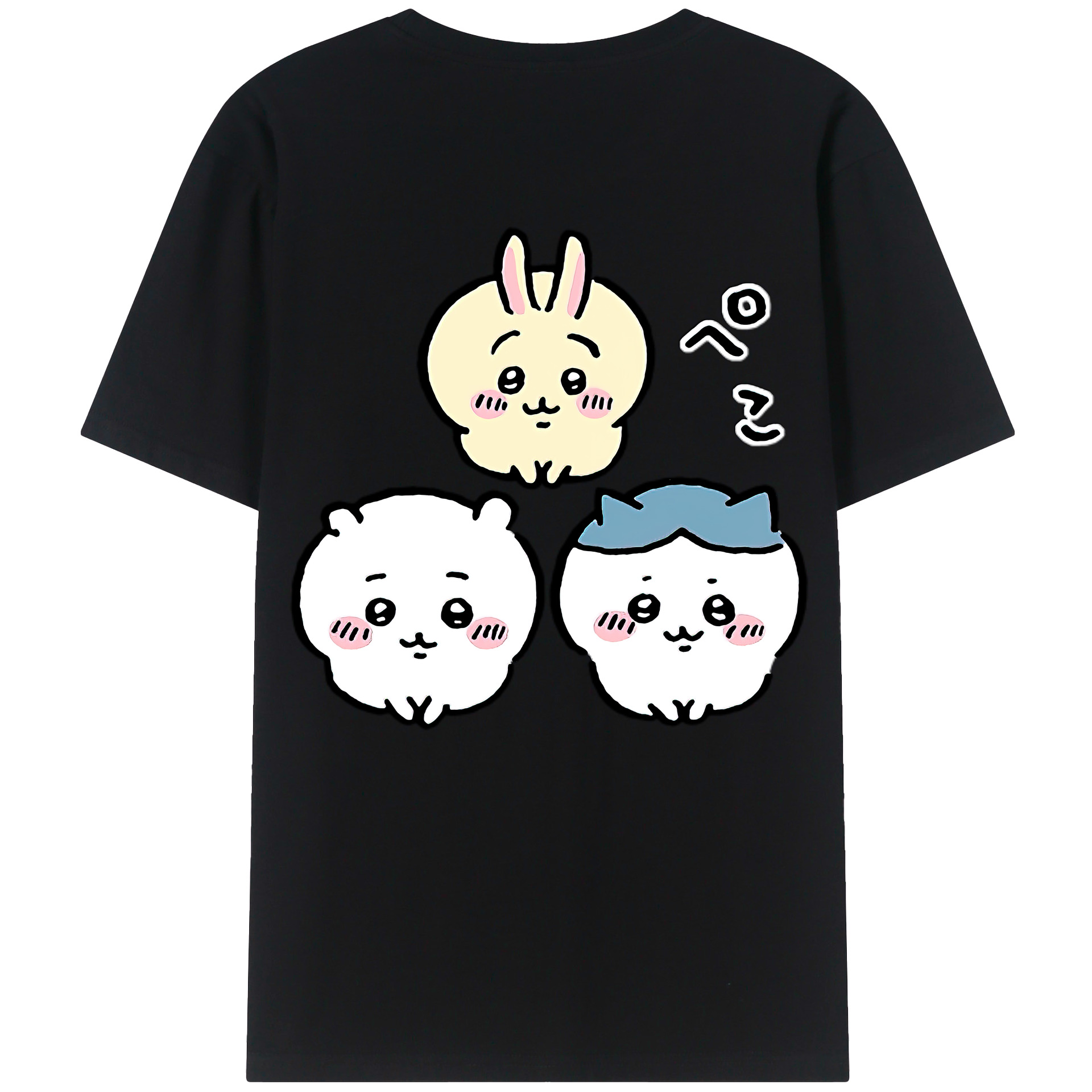 （画像用） ちいかわ うさぎ Chii-kawa usagi 綿100％ メンズ半袖Tシャツ（バックプリント） 通気性