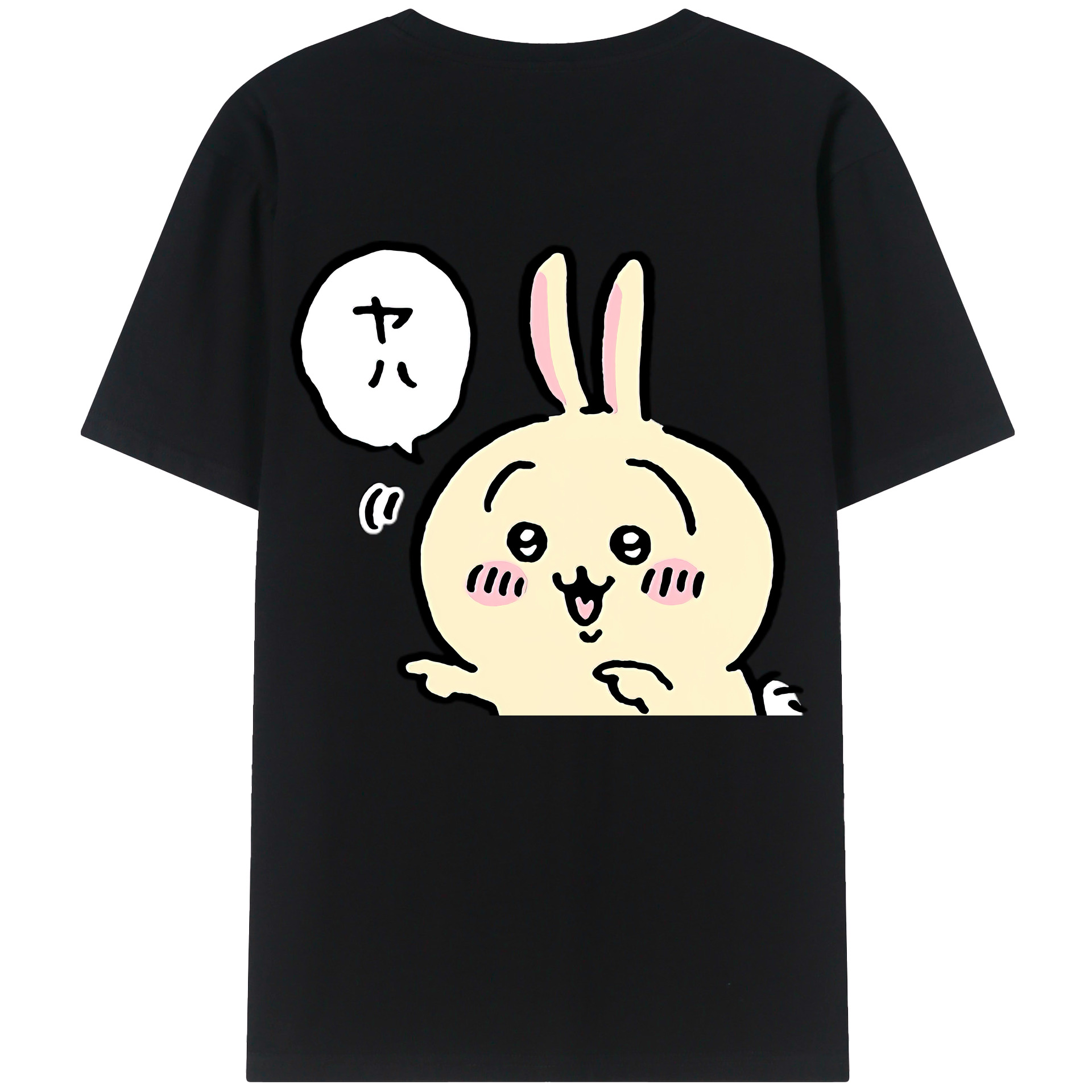 （画像用） ちいかわ うさぎ Chii-kawa usagi 綿100％ メンズ半袖Tシャツ（バックプリント） 通気性