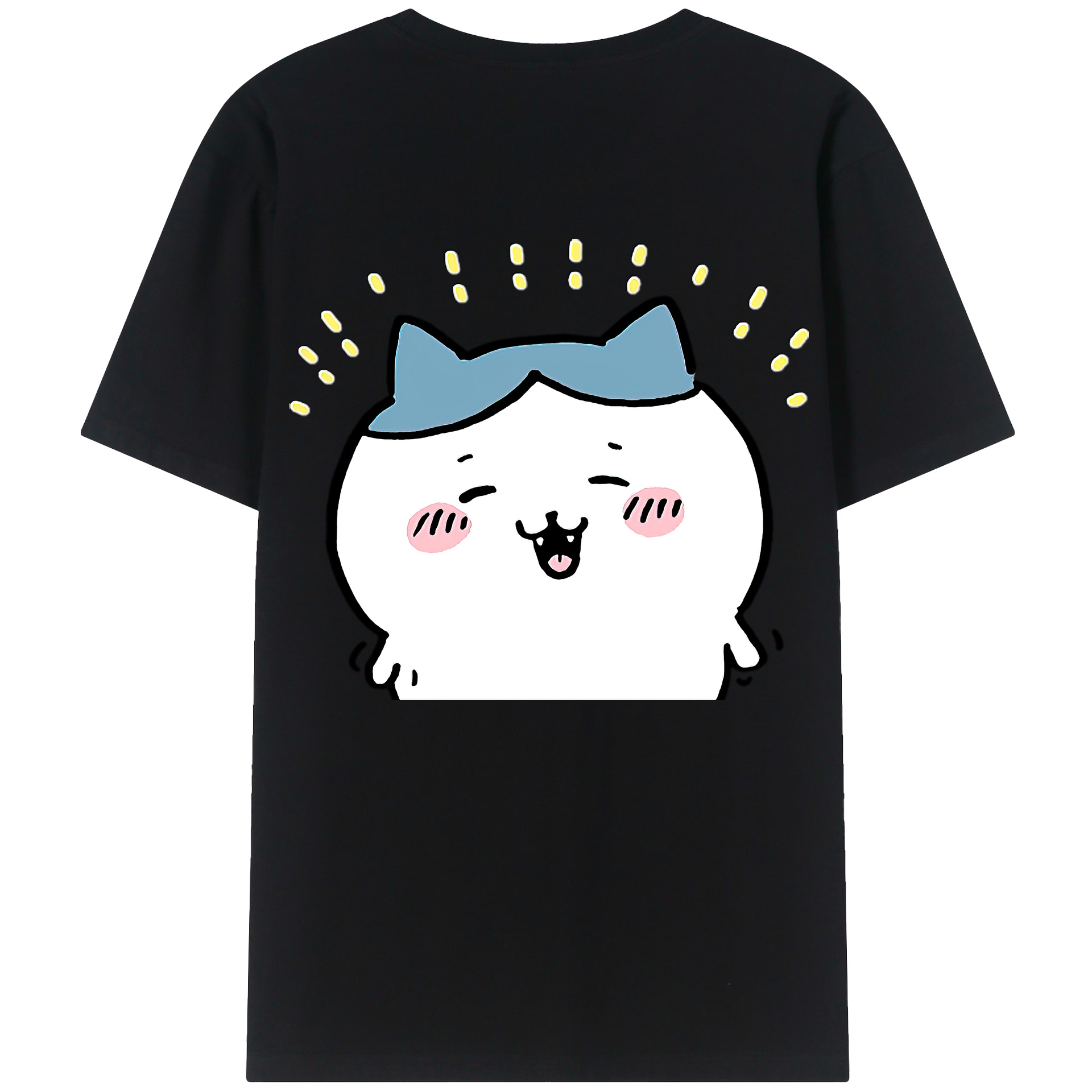 （画像用） ちいかわ ハチワレ Chii-kawa hachiware 綿100％ メンズ半袖Tシャツ（バックプリント） 通気性