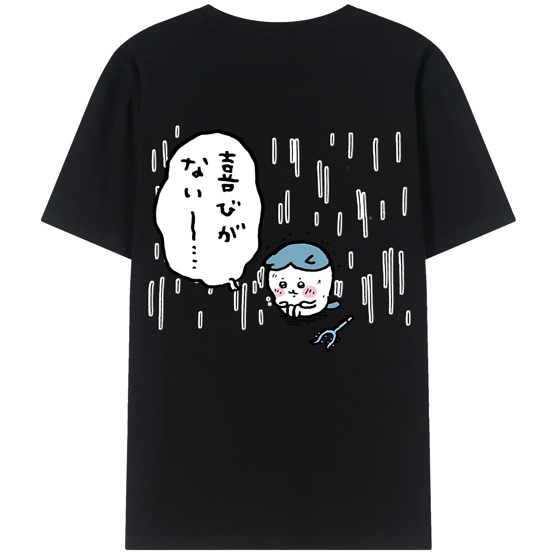 （画像用） ちいかわ ハチワレ Chii-kawa hachiware 綿100％ メンズ半袖Tシャツ（バックプリント） 通気性