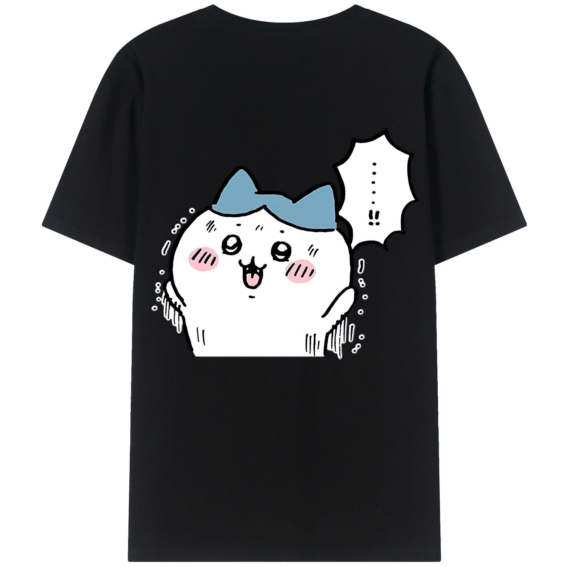 （画像用） ちいかわ ハチワレ Chii-kawa hachiware 綿100％ メンズ半袖Tシャツ（バックプリント） 通気性