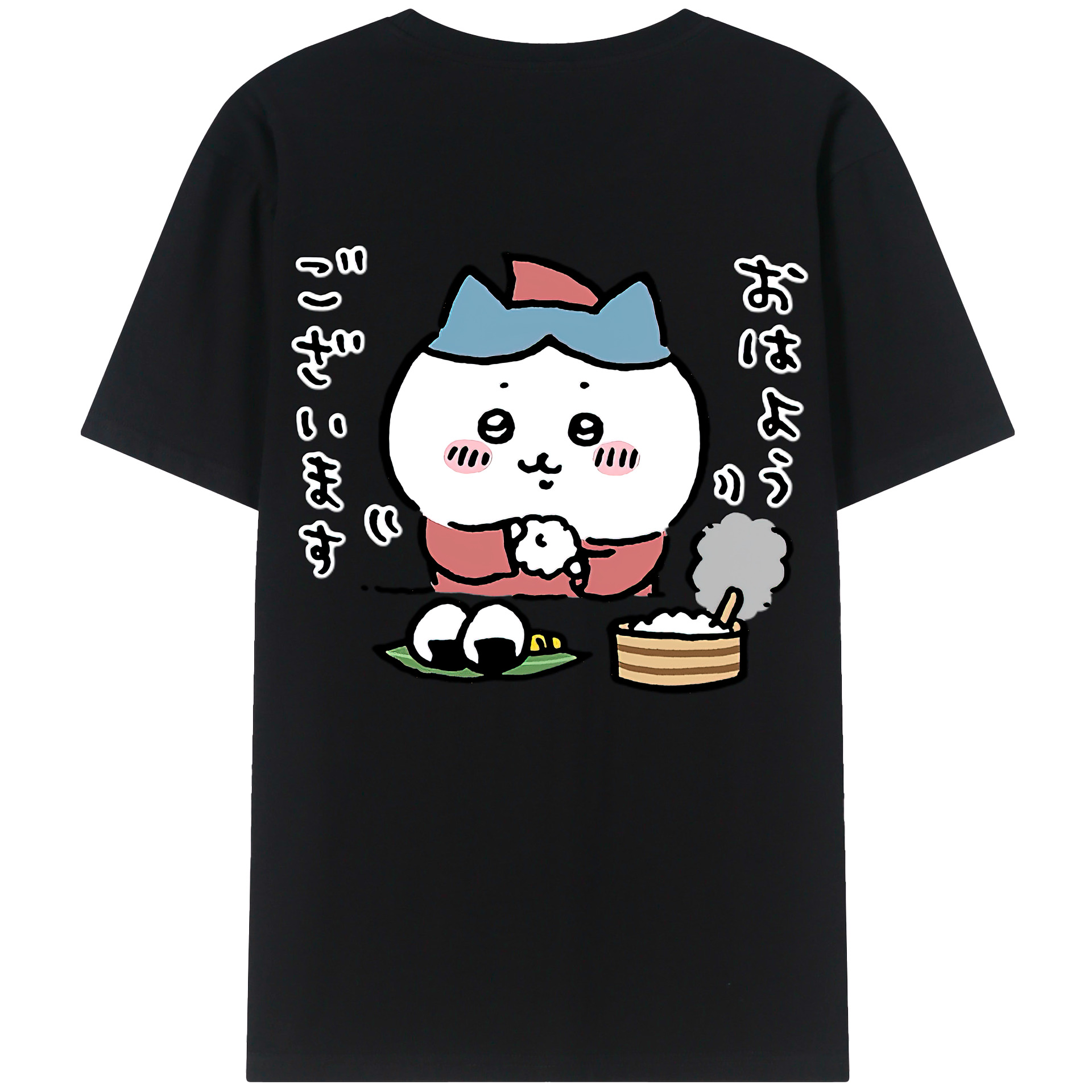 （画像用） ちいかわ ハチワレ Chii-kawa hachiware 綿100％ メンズ半袖Tシャツ（バックプリント） 通気性