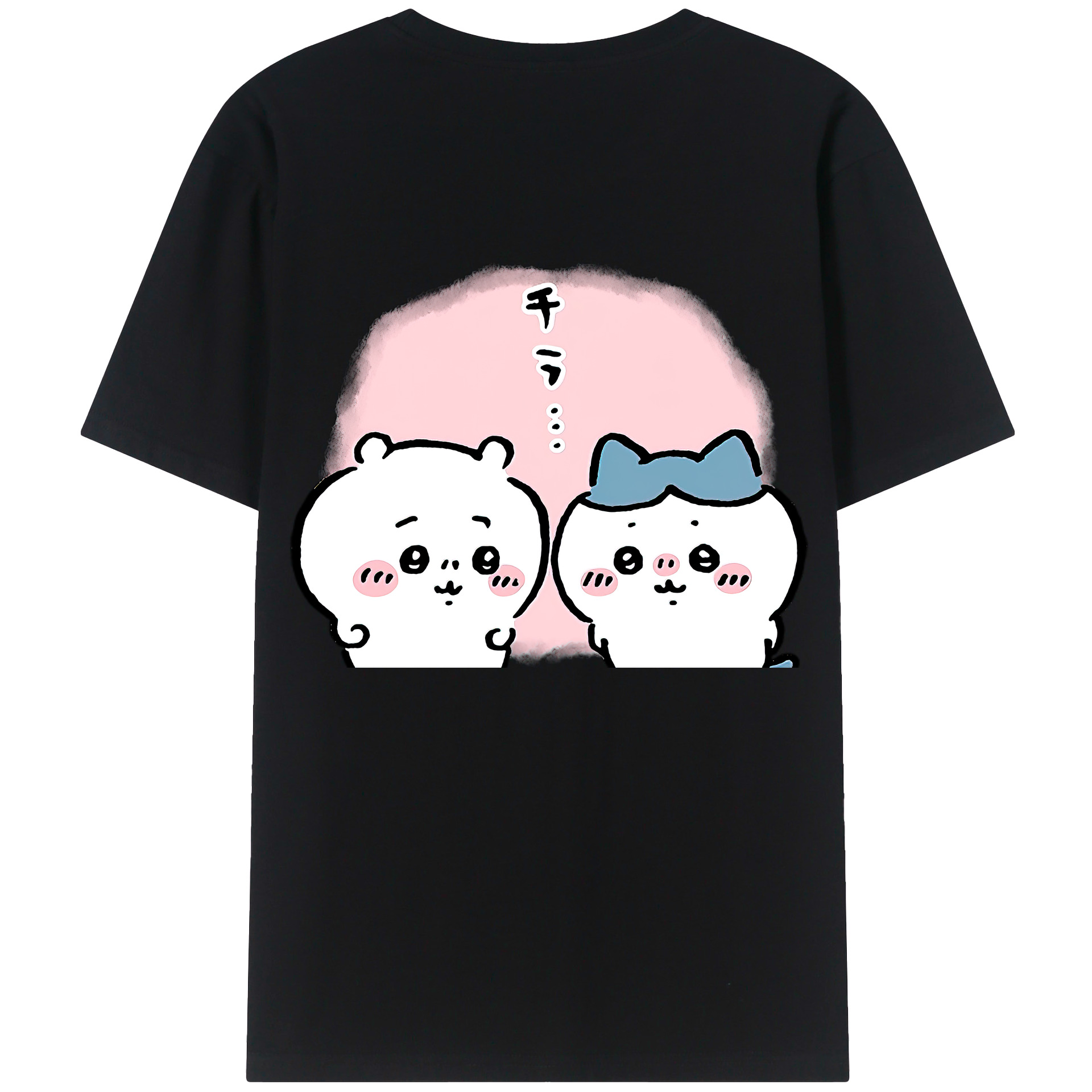 （画像用） ちいかわ ハチワレ Chii-kawa hachiware 綿100％ メンズ半袖Tシャツ（バックプリント） 通気性