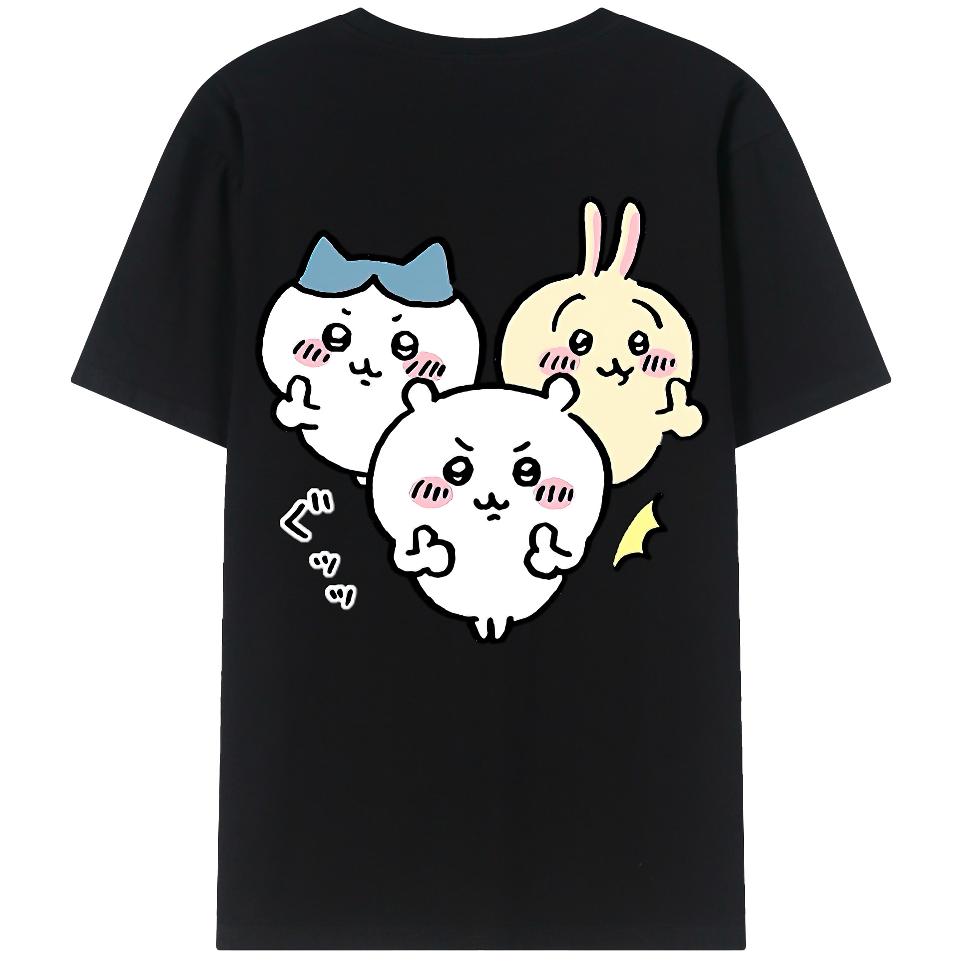 （画像用） ちいかわ うさぎ Chii-kawa usagi 綿100％ メンズ半袖Tシャツ（バックプリント） 通気性
