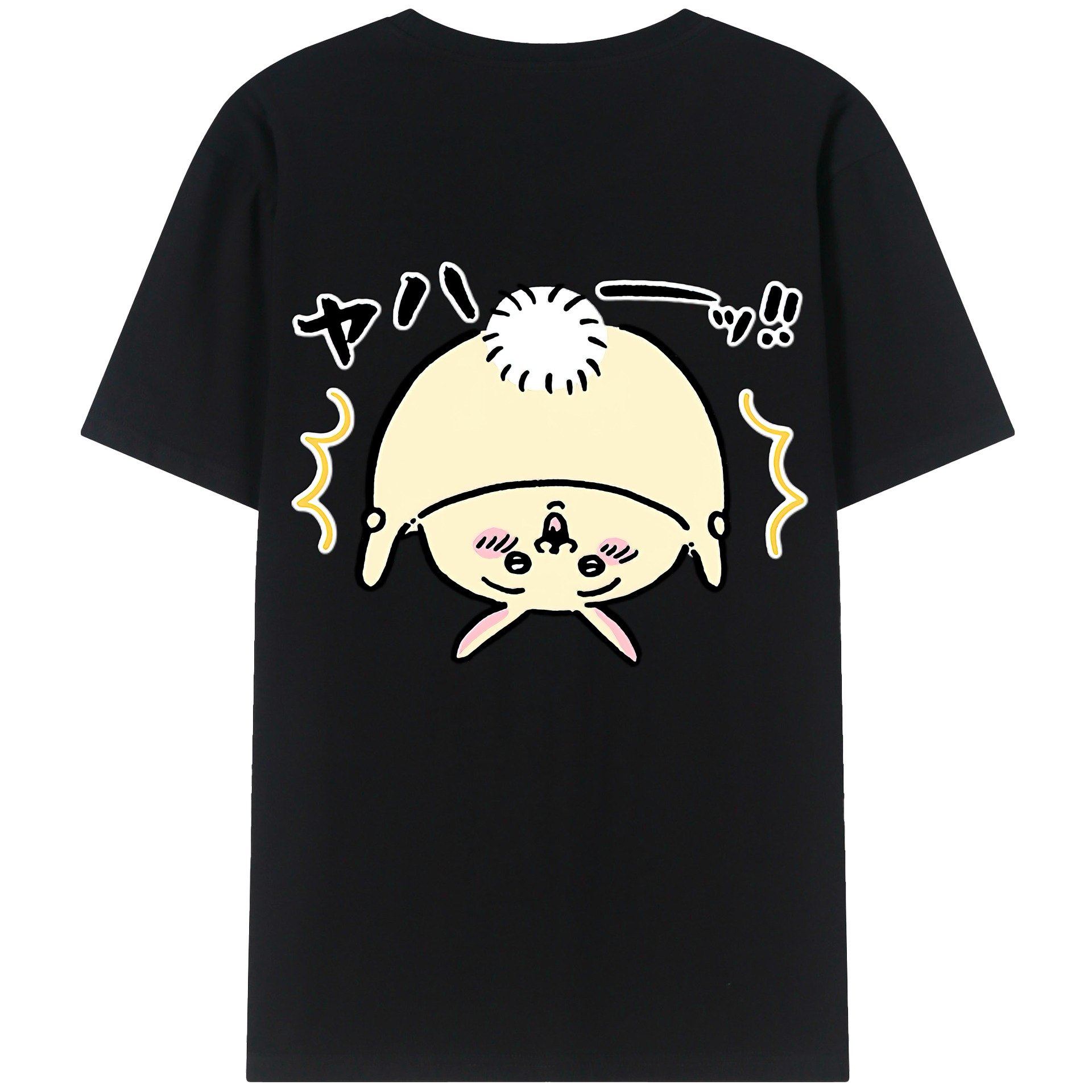 （画像用） ちいかわ うさぎ Chii-kawa usagi 綿100％ メンズ半袖Tシャツ（バックプリント） 通気性