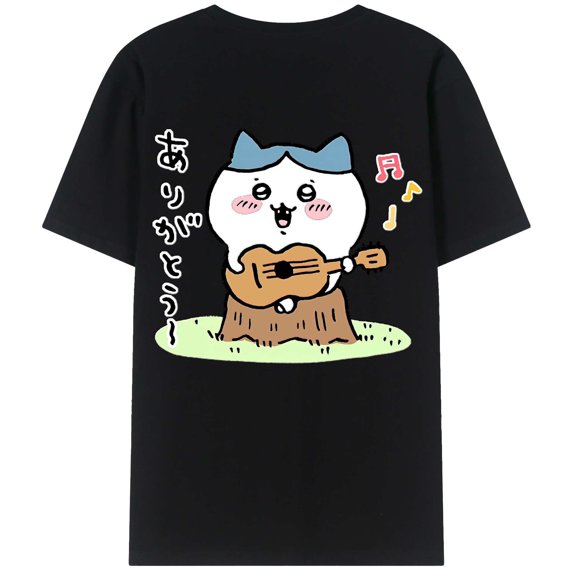 （画像用） ちいかわ ハチワレ Chii-kawa hachiware 綿100％ メンズ半袖Tシャツ（バックプリント） 通気性