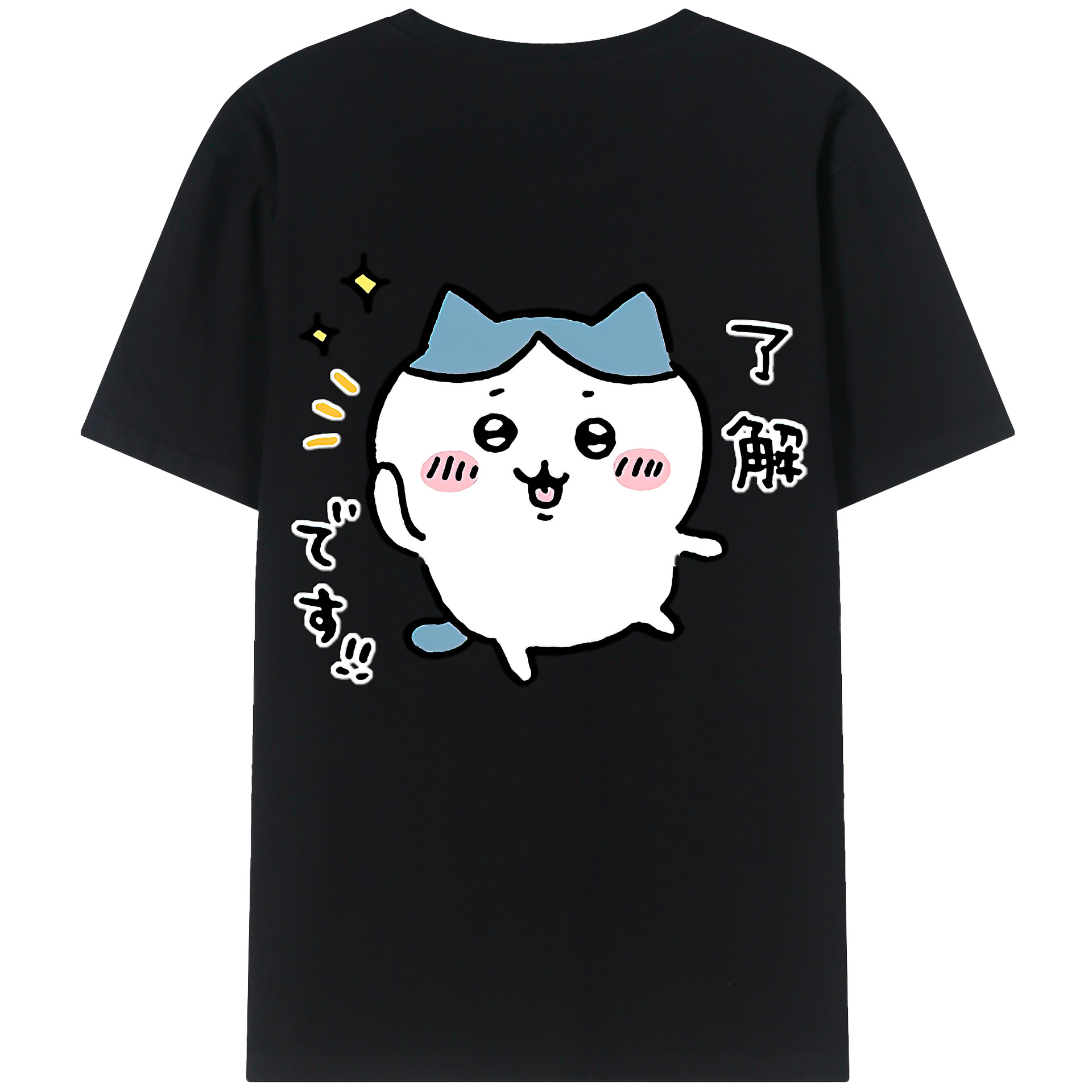 （画像用） ちいかわ ハチワレ Chii-kawa hachiware 綿100％ メンズ半袖Tシャツ（バックプリント） 通気性