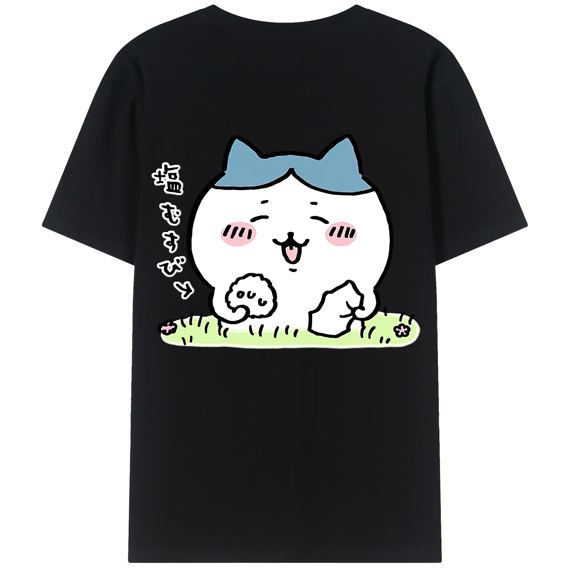 （画像用） ちいかわ ハチワレ Chii-kawa hachiware 綿100％ メンズ半袖Tシャツ（バックプリント） 通気性