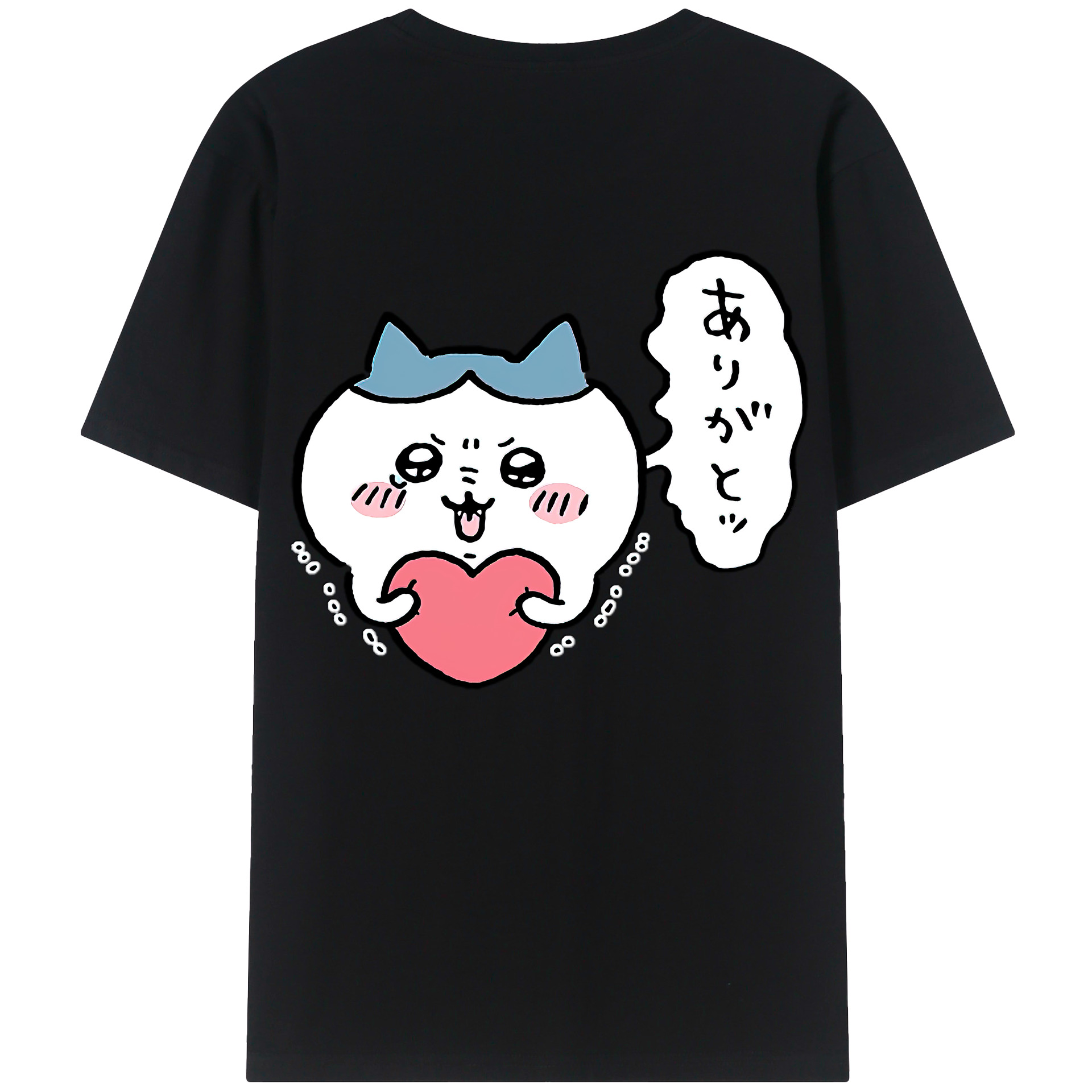 （画像用） ちいかわ ハチワレ Chii-kawa hachiware 綿100％ メンズ半袖Tシャツ（バックプリント） 通気性