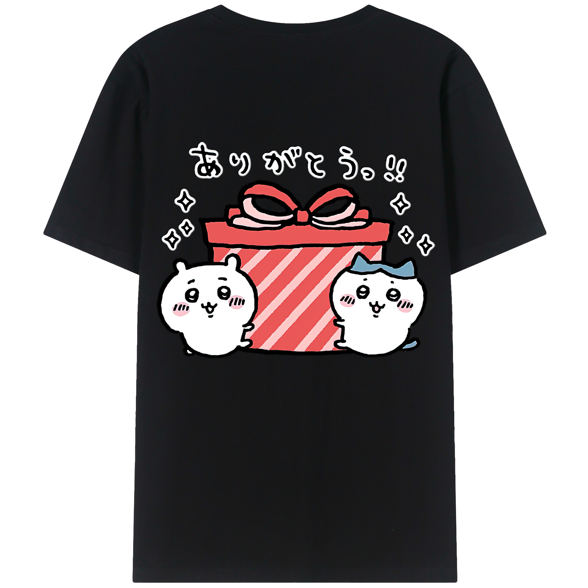 （画像用） ちいかわ ハチワレ Chii-kawa hachiware 綿100％ メンズ半袖Tシャツ（バックプリント） 通気性