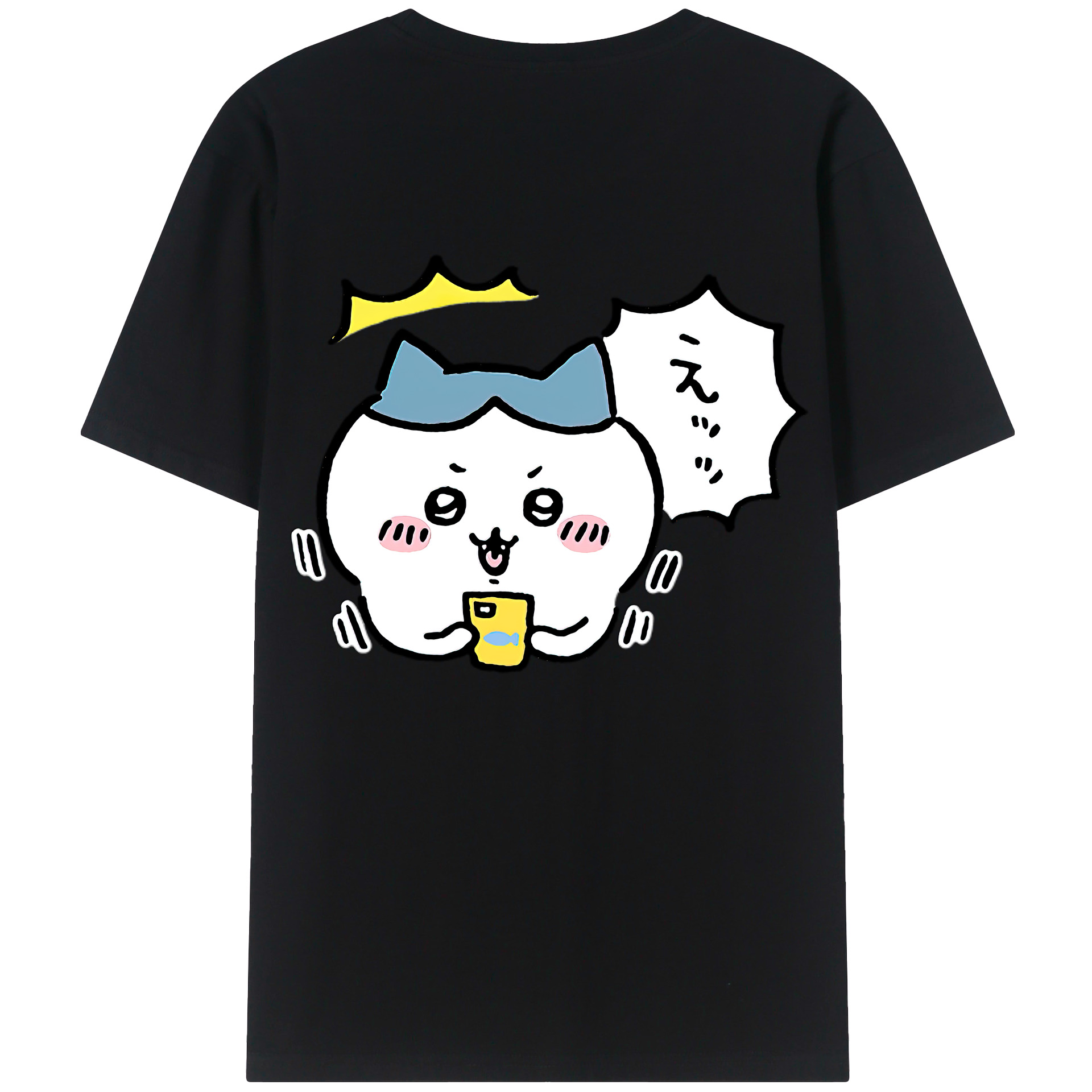 （画像用） ちいかわ ハチワレ Chii-kawa hachiware 綿100％ メンズ半袖Tシャツ（バックプリント） 通気性